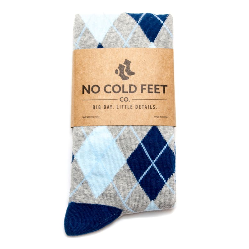 Men's blue argyle wedding sock