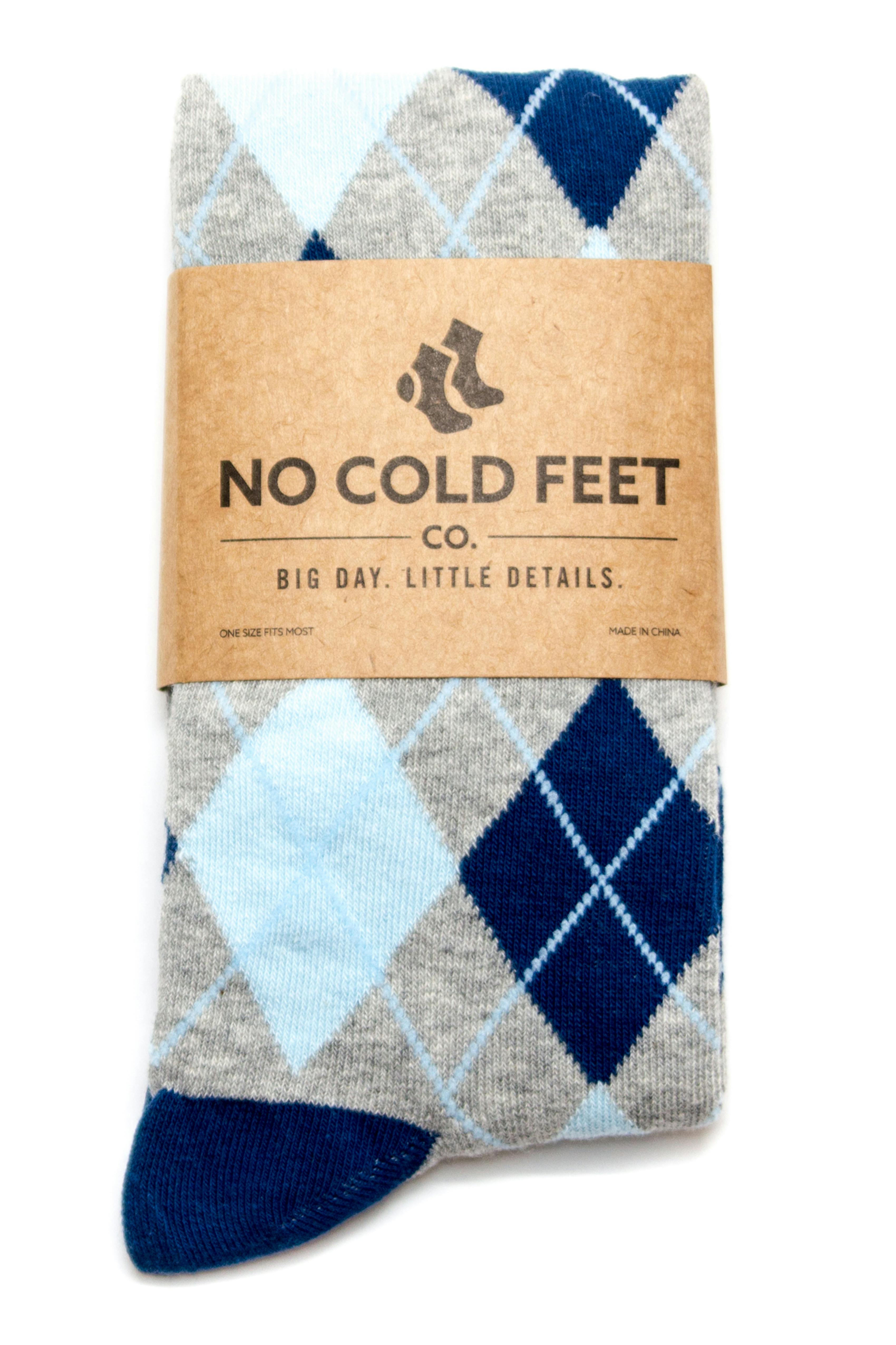Men's blue argyle wedding sock