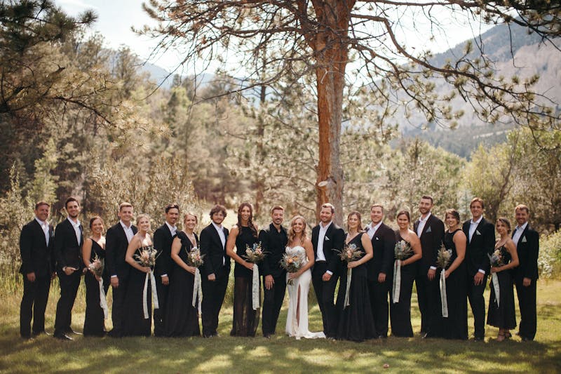black and white wedding party looks