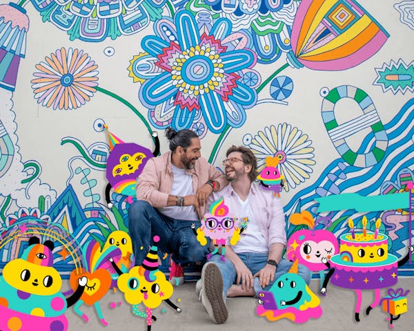 Luis Gramajo and Hans Schrei, Co-founders, Wunderkeks with cartoon characters