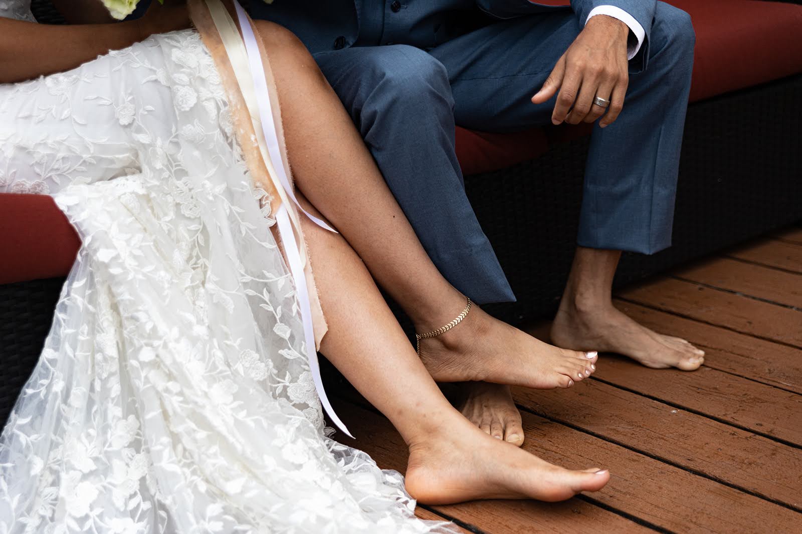 Barefoot at a beach wedding