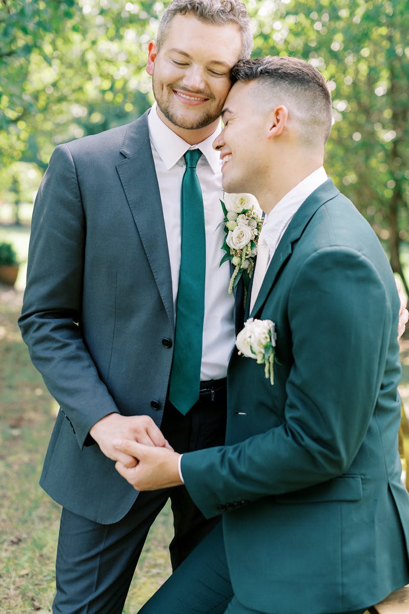 green men's wedding attire