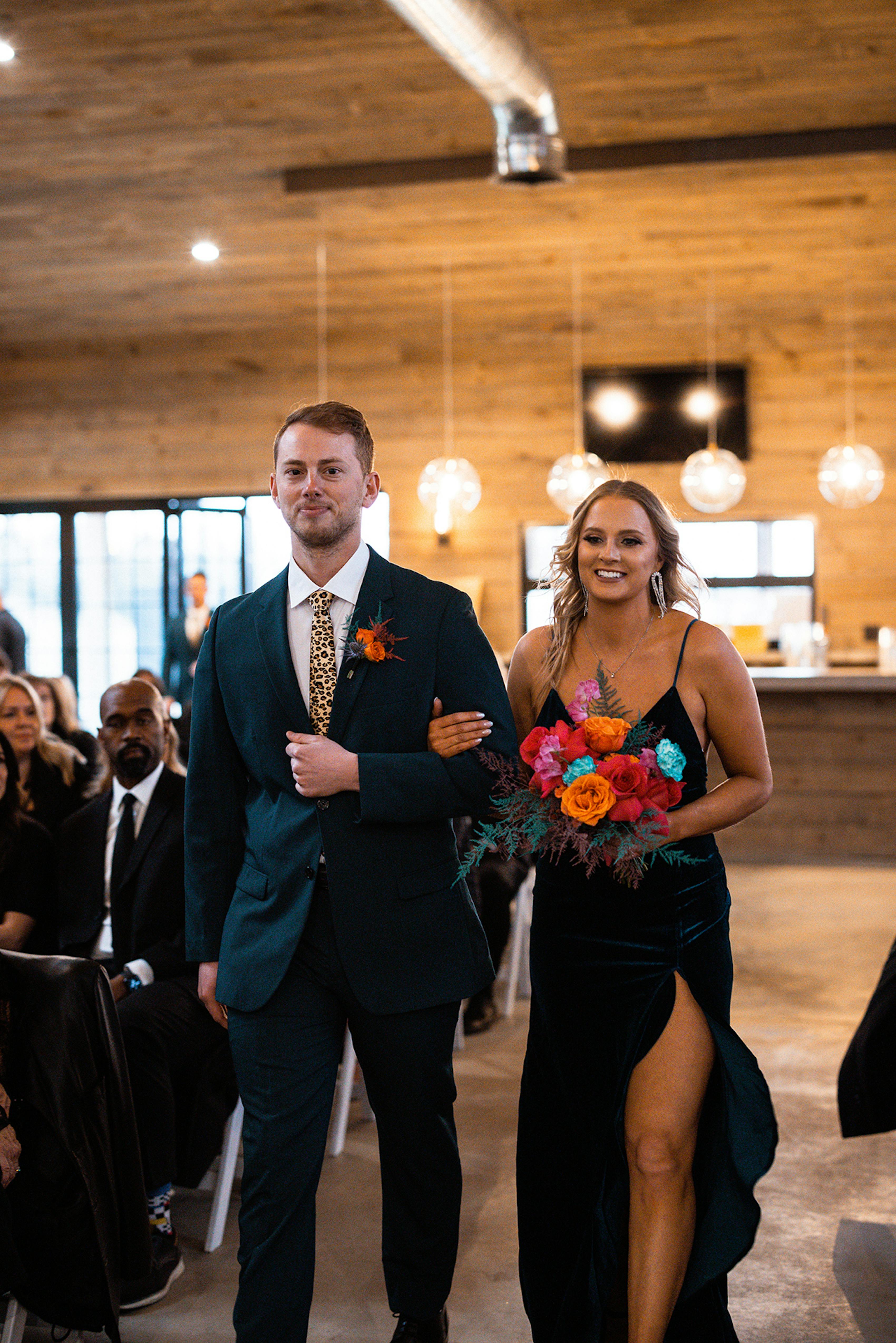 teal and pink wedding party colors