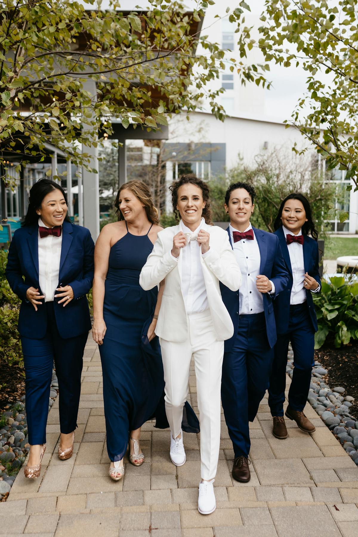 Bridesmaid suits and bridal suit