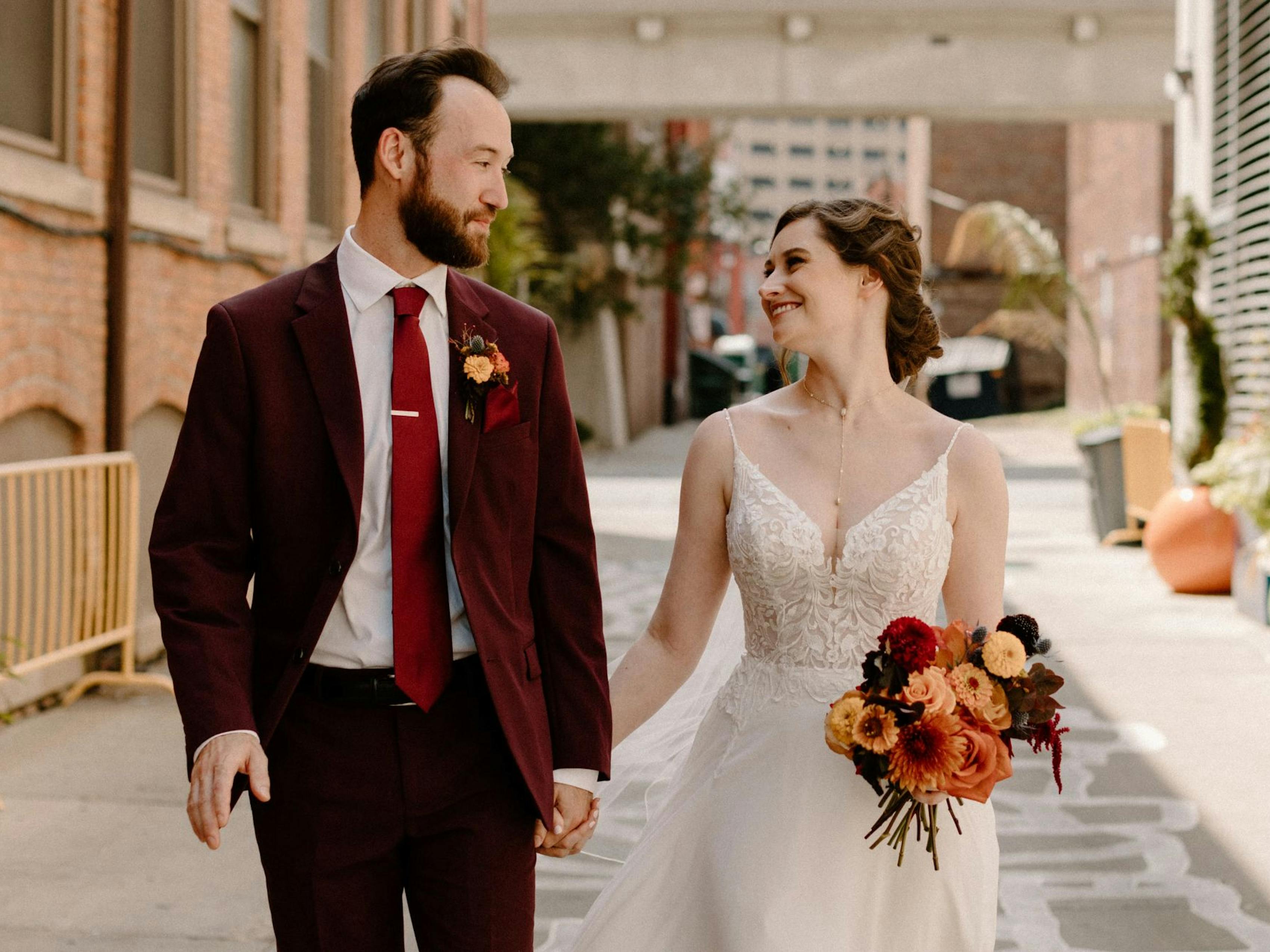 burgundy and burnt orange fall wedding colors bold