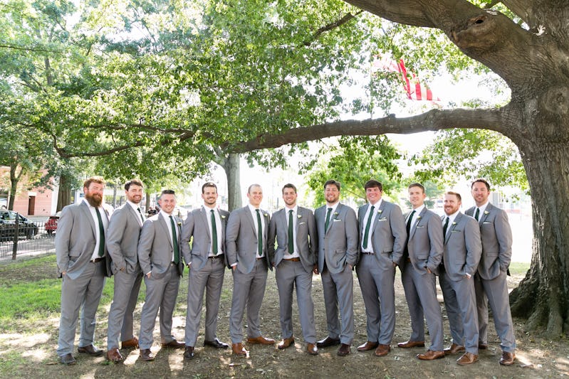 Textured gray wedding suits for men