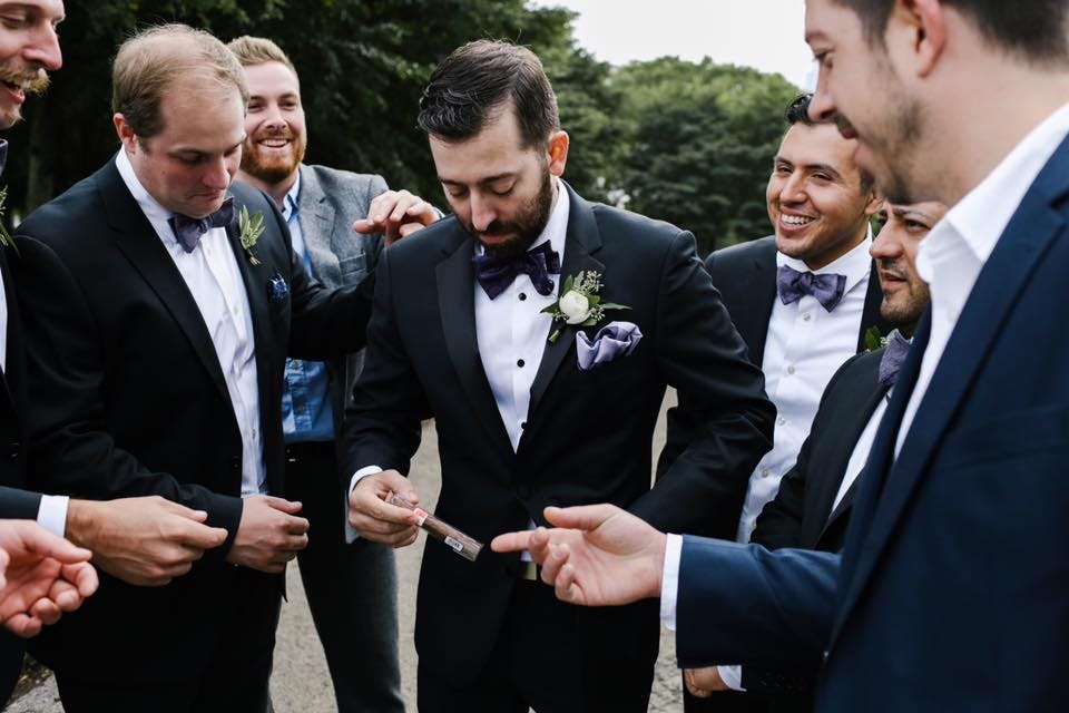 Groomsmen in wedding tuxedos