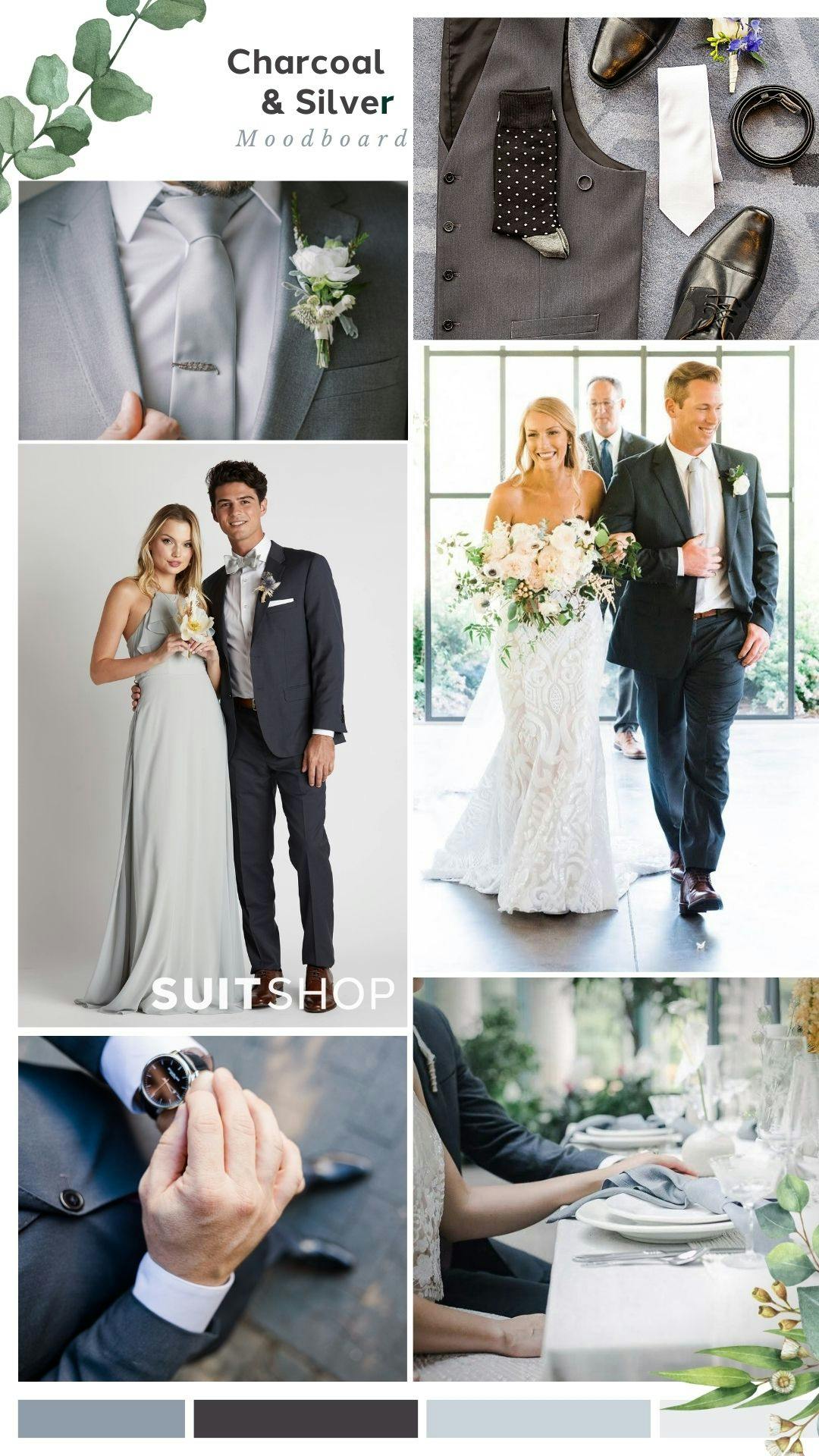 charcoal and silver wedding colors metallic wedding palette