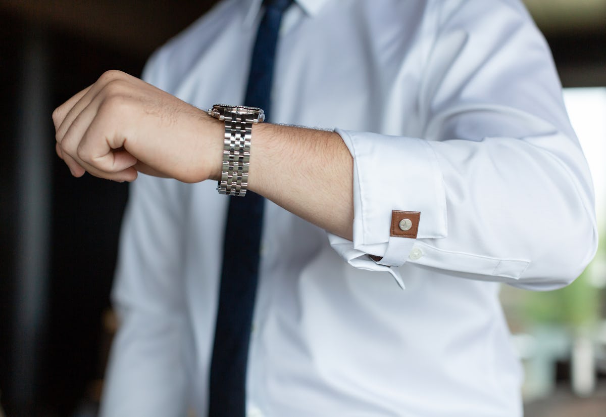 rolled up sleeves wedding look