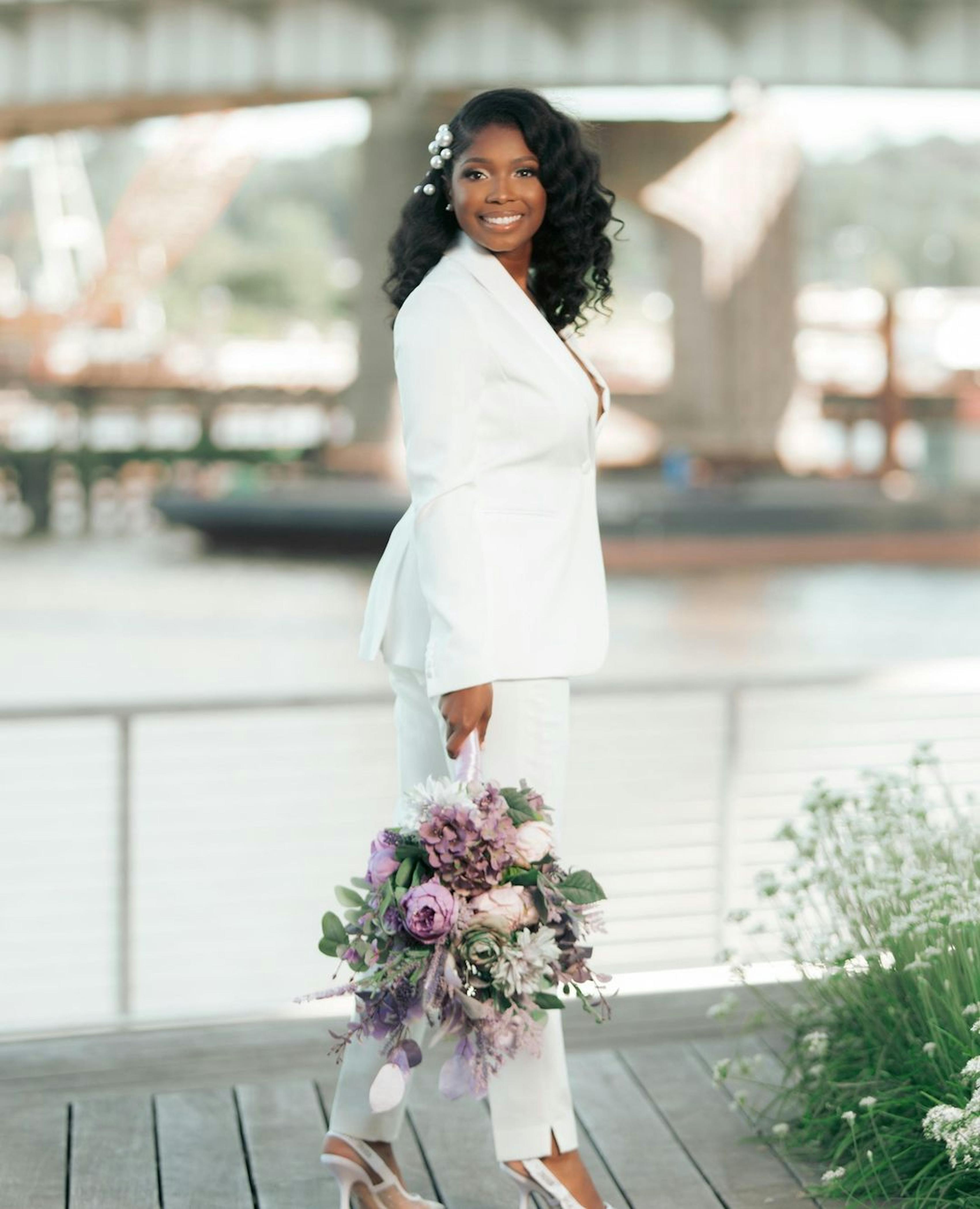 White Tuxedo in Feminine Fashion Moment
