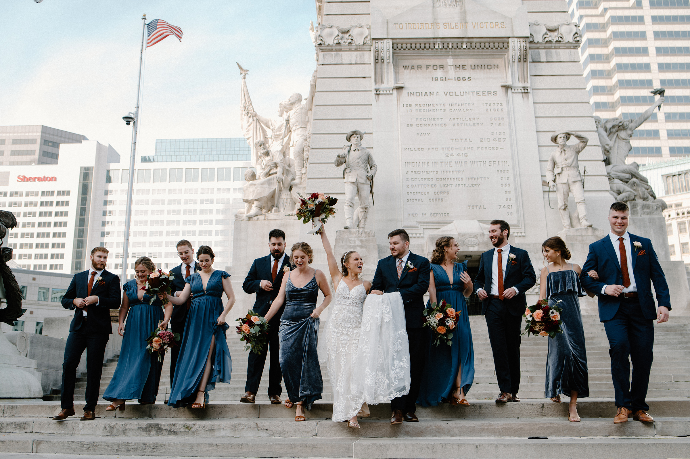 bridesmaid dresses with blue suits