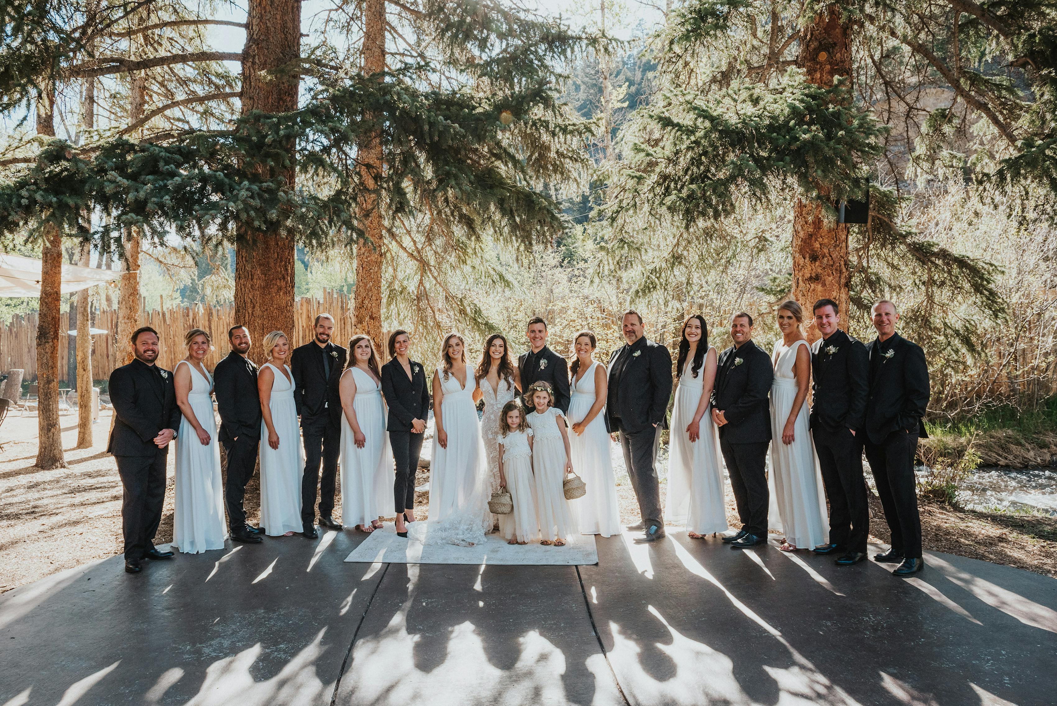 black and white wedding party looks