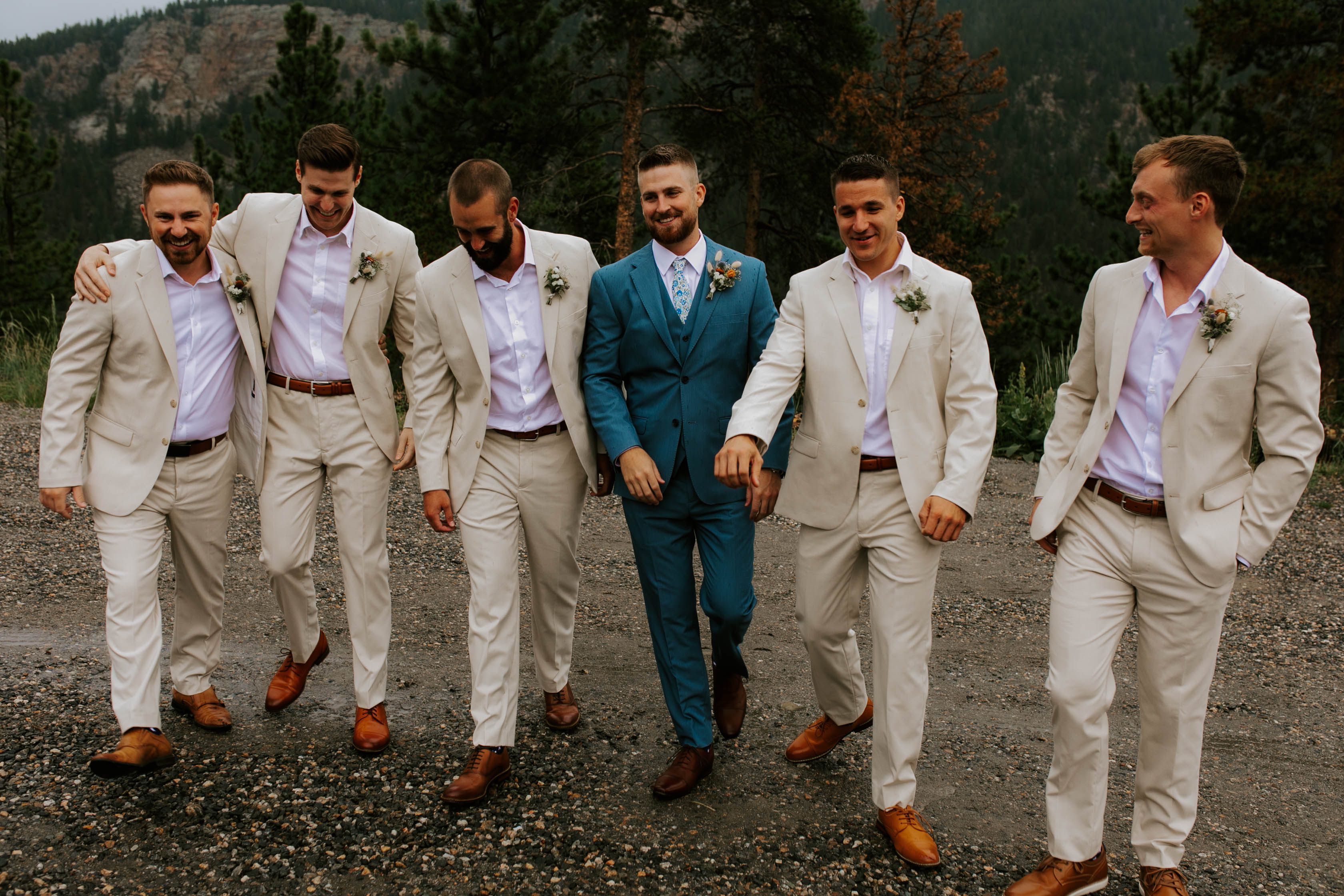 Tan hotsell groomsmen suits