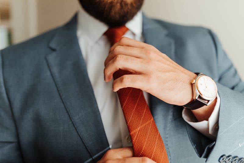 Slate Blue and Orange wedding looks for men