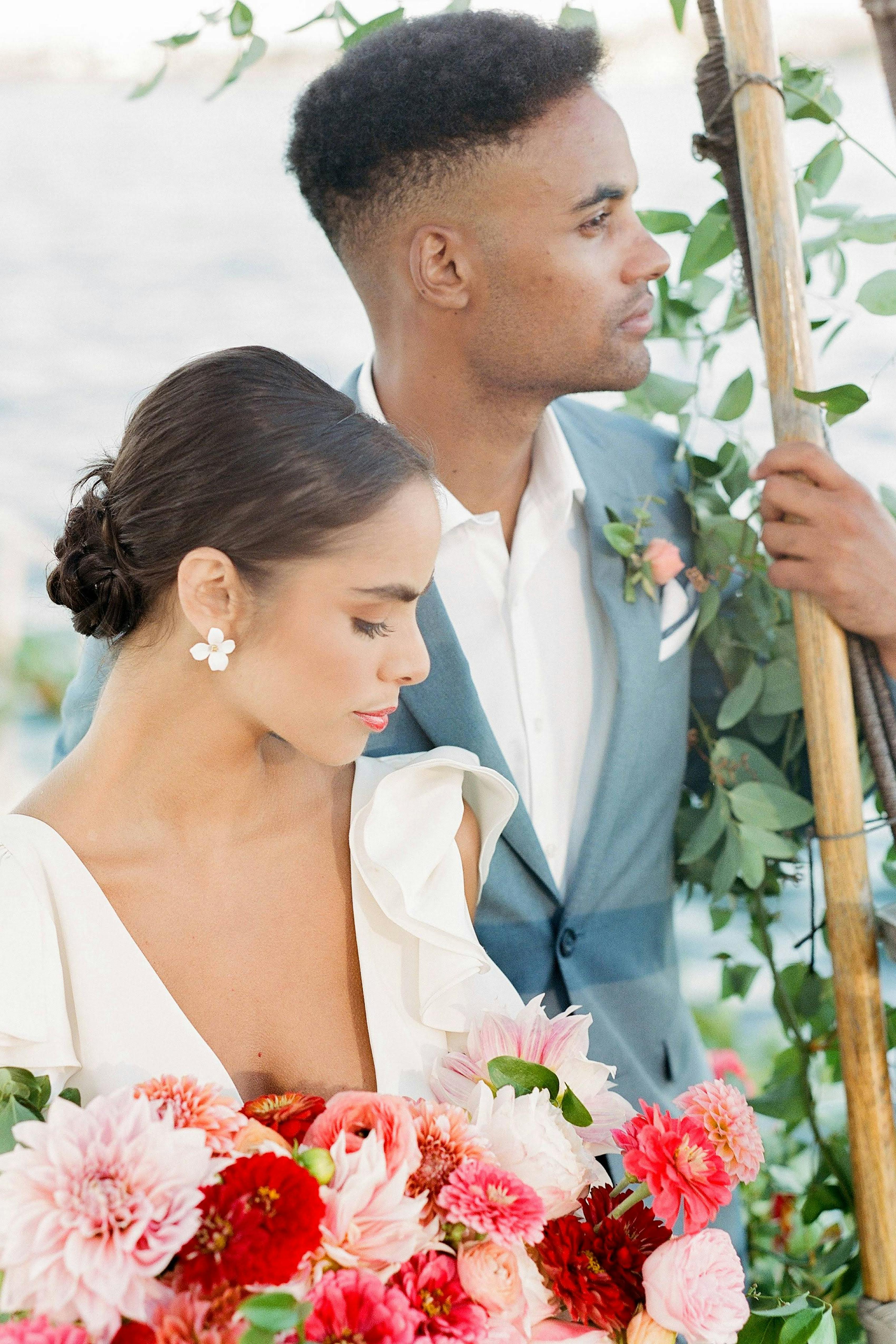 light blue suit casual elopement