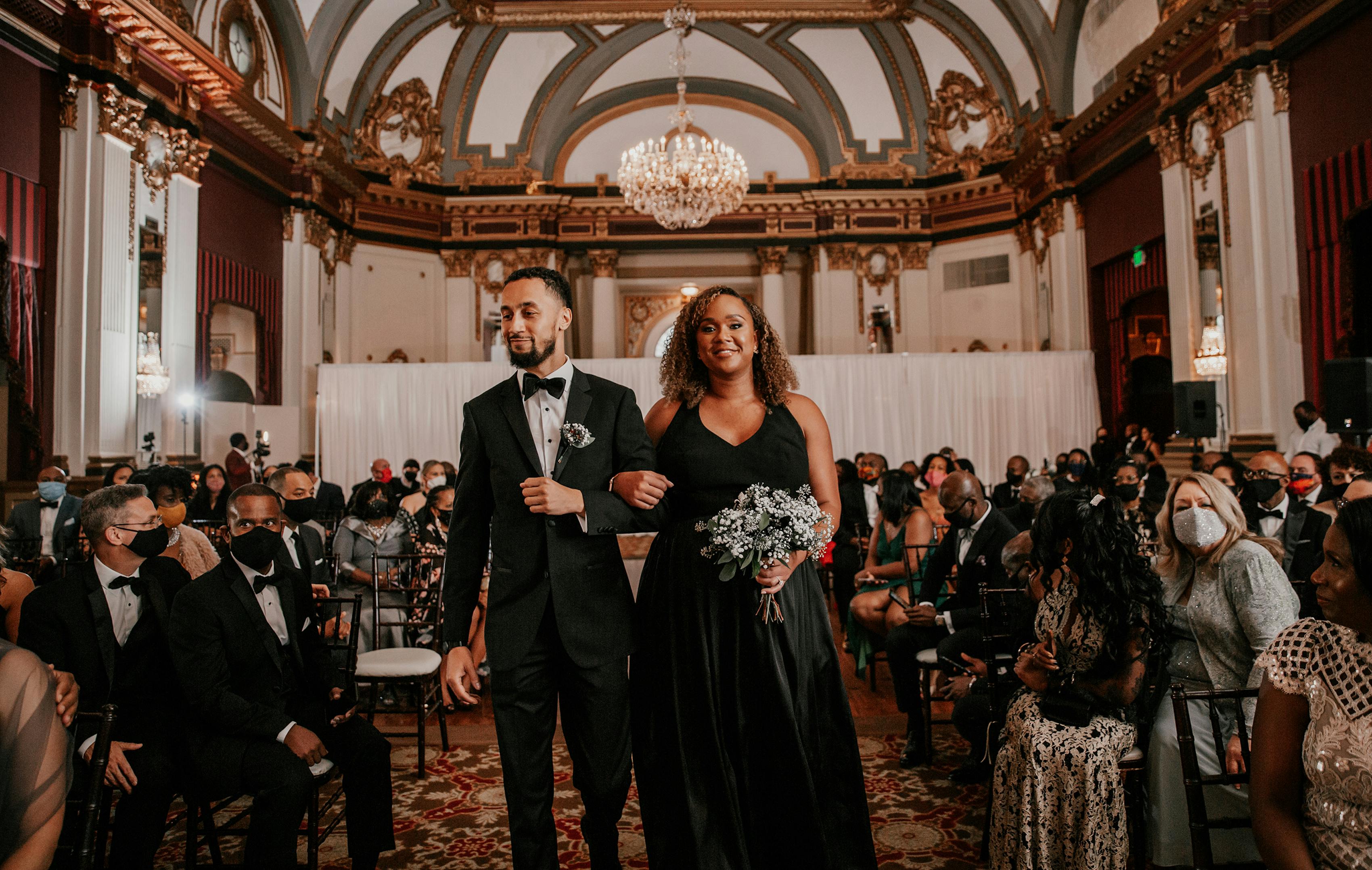 all black wedding party attire