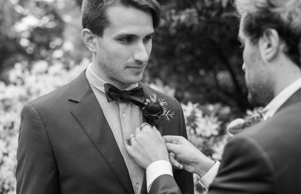 two grooms black tie wedding style