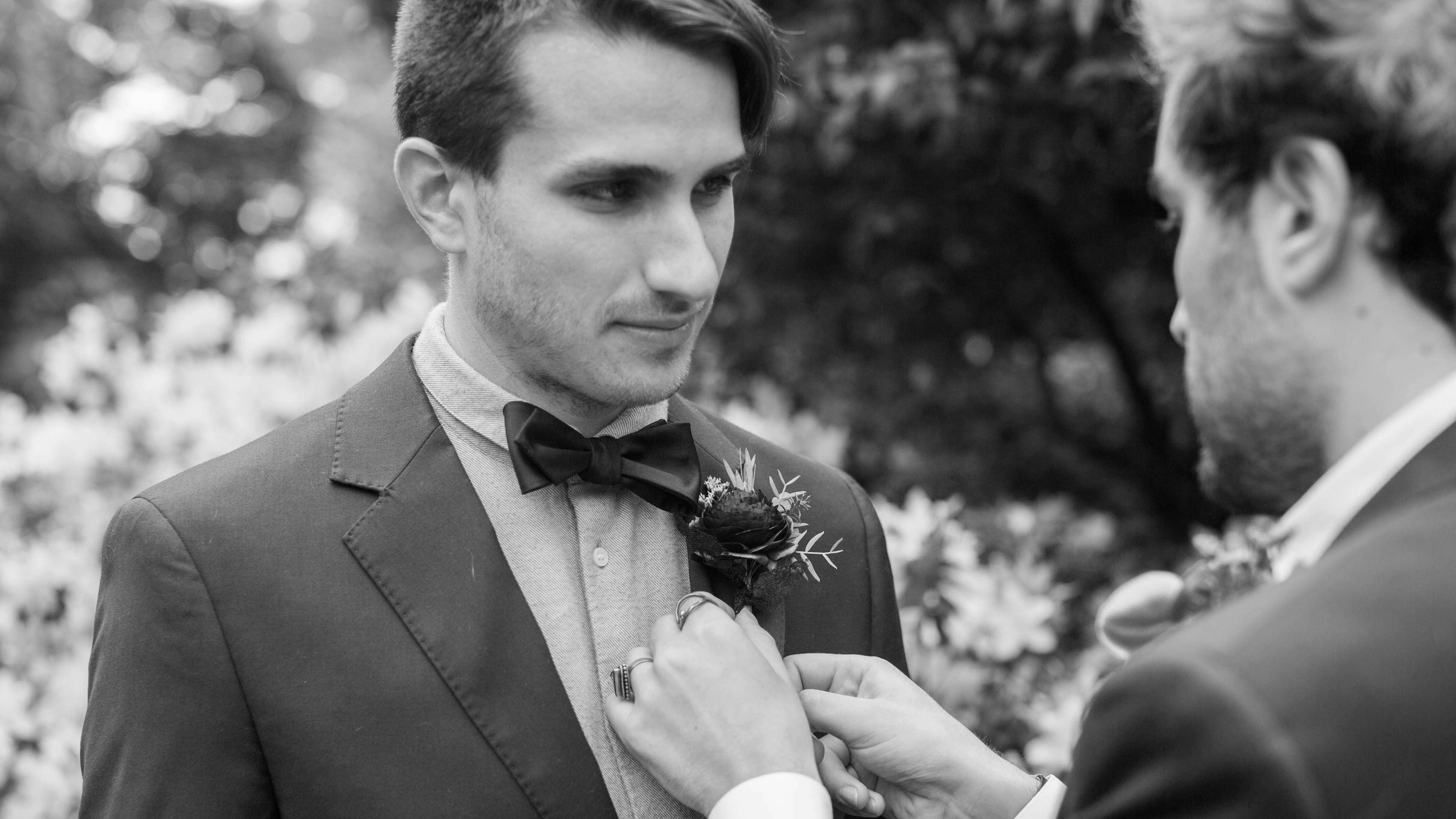 two grooms black tie wedding style