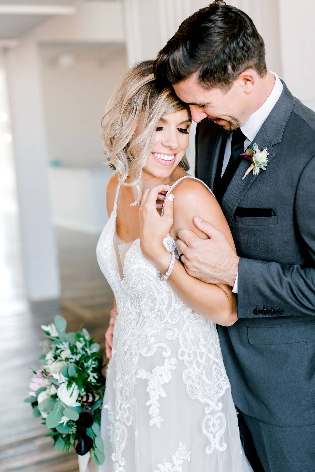 charcoal grey wedding dress