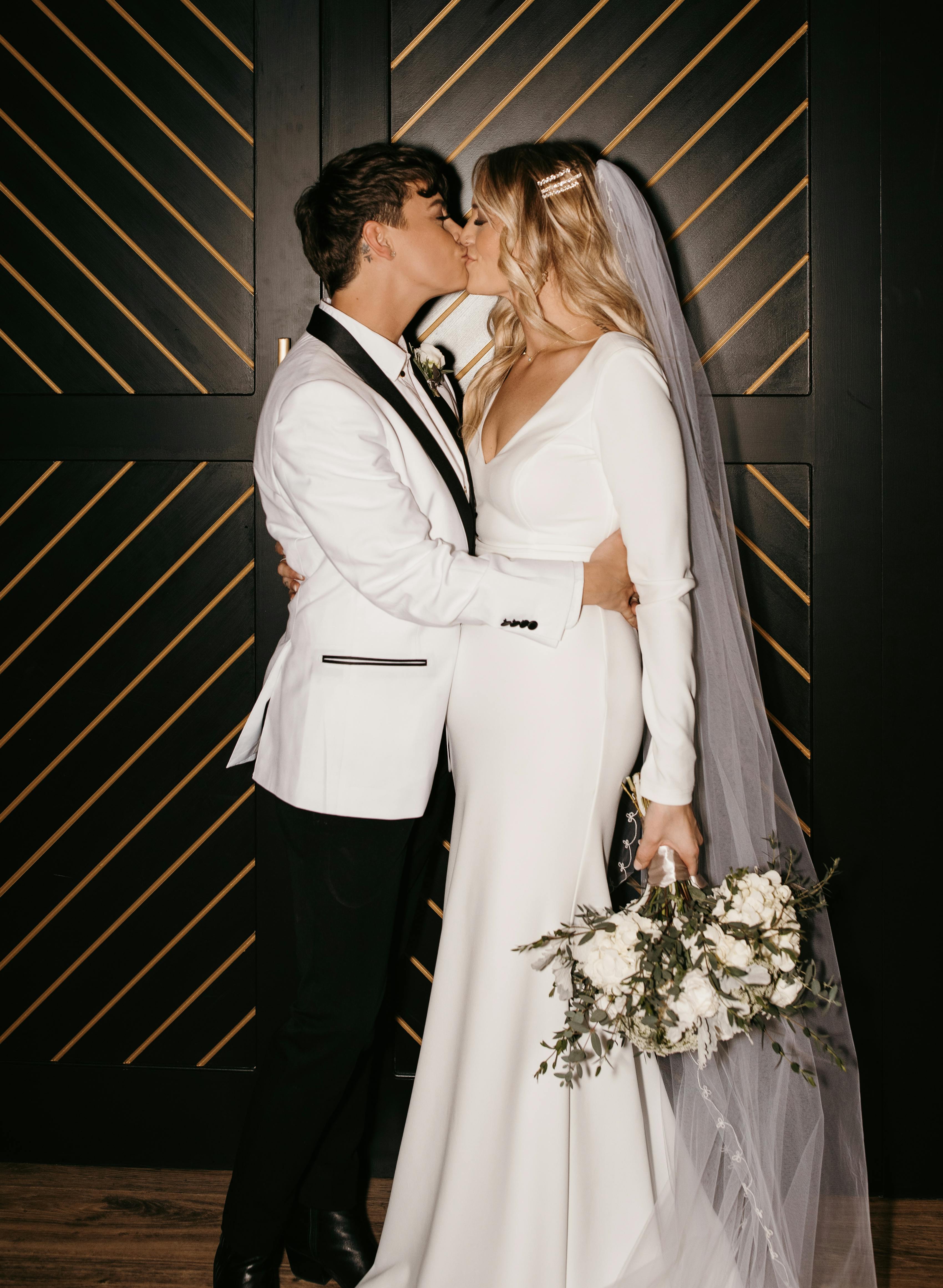 black and white tuxedo for brides