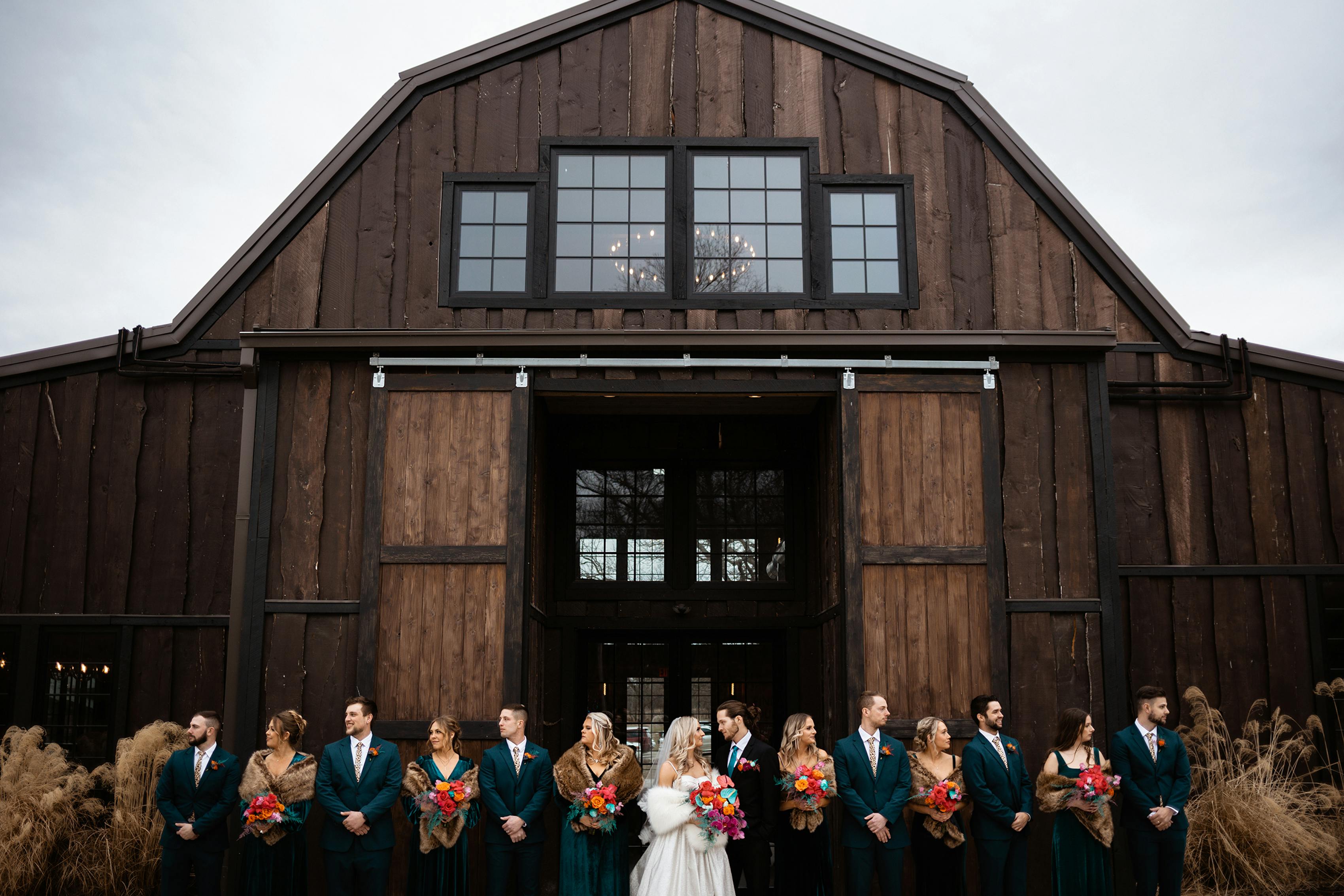 winter barn wedding attire