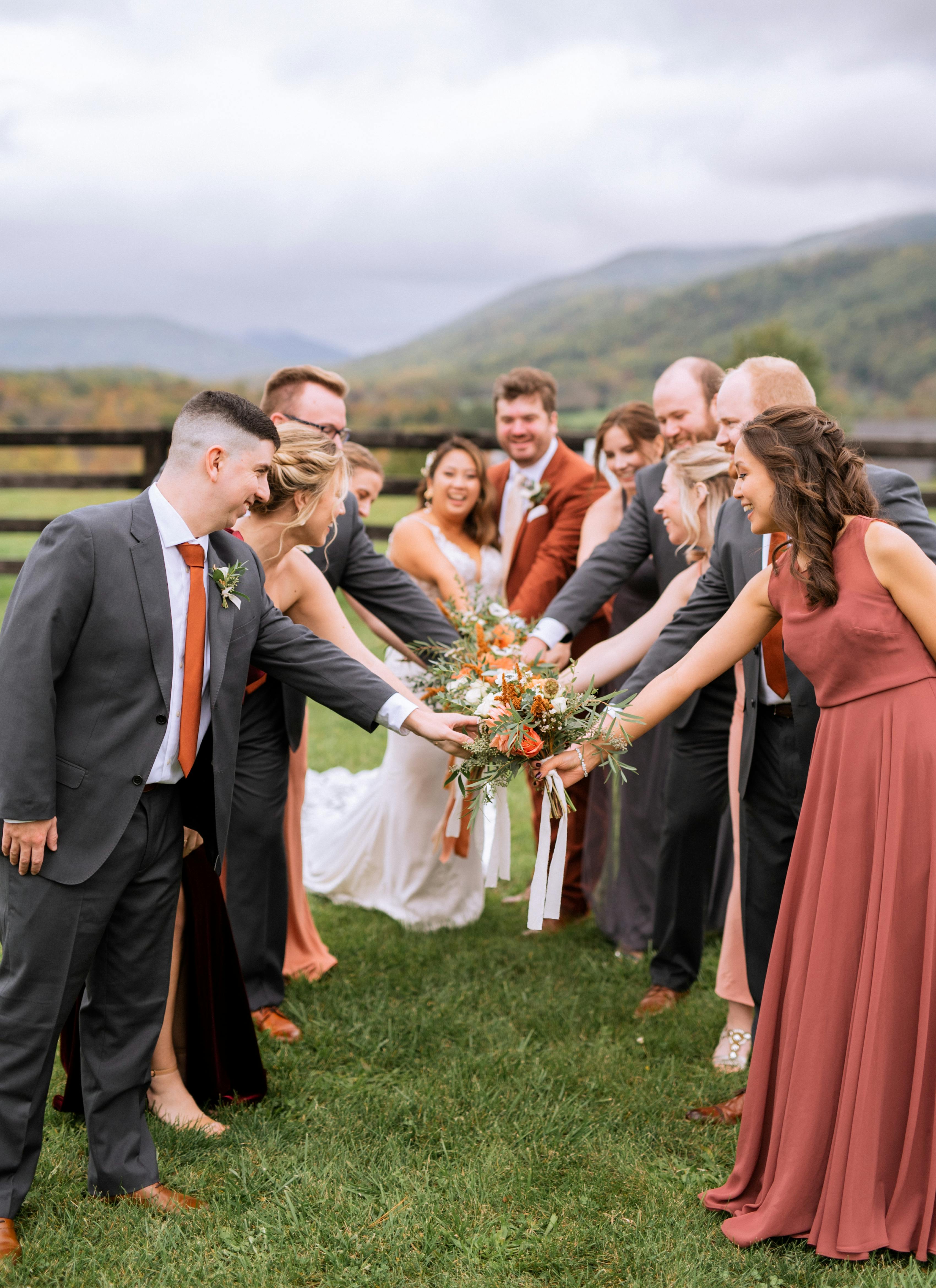 rose bridesmaids dresses
