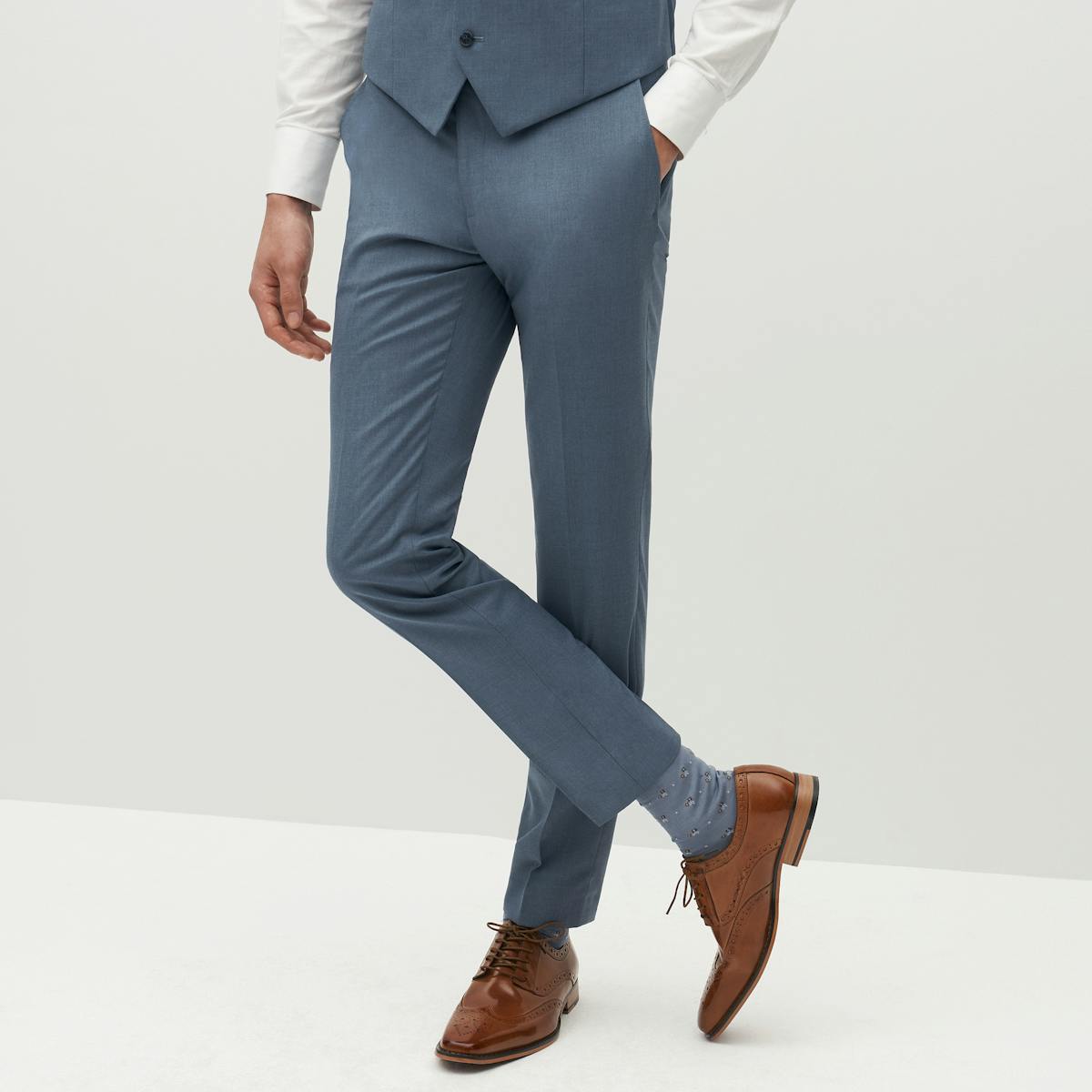 Light Blue Dress Pants with Shoes Smart Casual Outfits For Men In