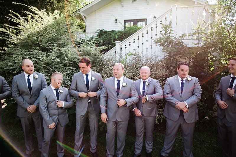 Textured gray groomsmen suits