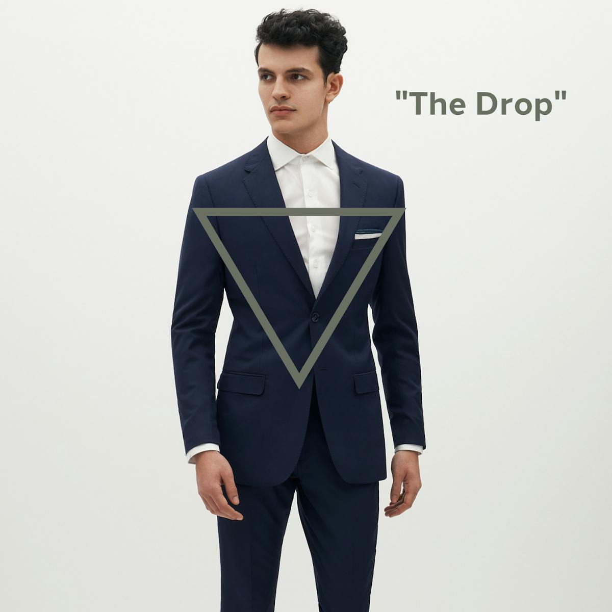 Tailored Suit Jacket, Men's Custom Fitted Suit in Navy, Fitted Navy Suit, What is "The Drop" in suiting?