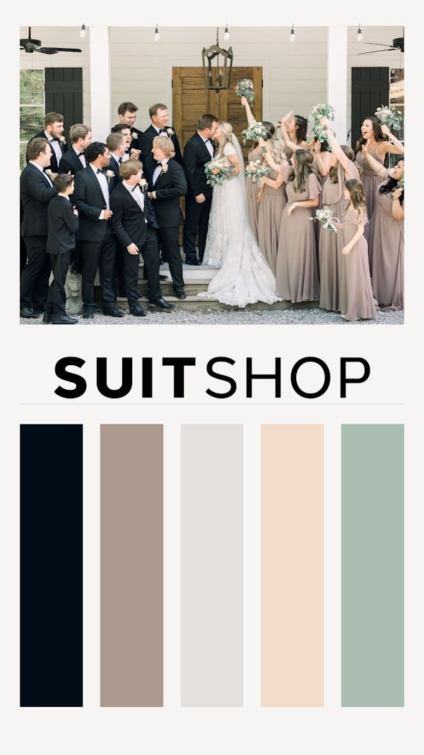 Fall 2022 neutral black and brown wedding color palette idea