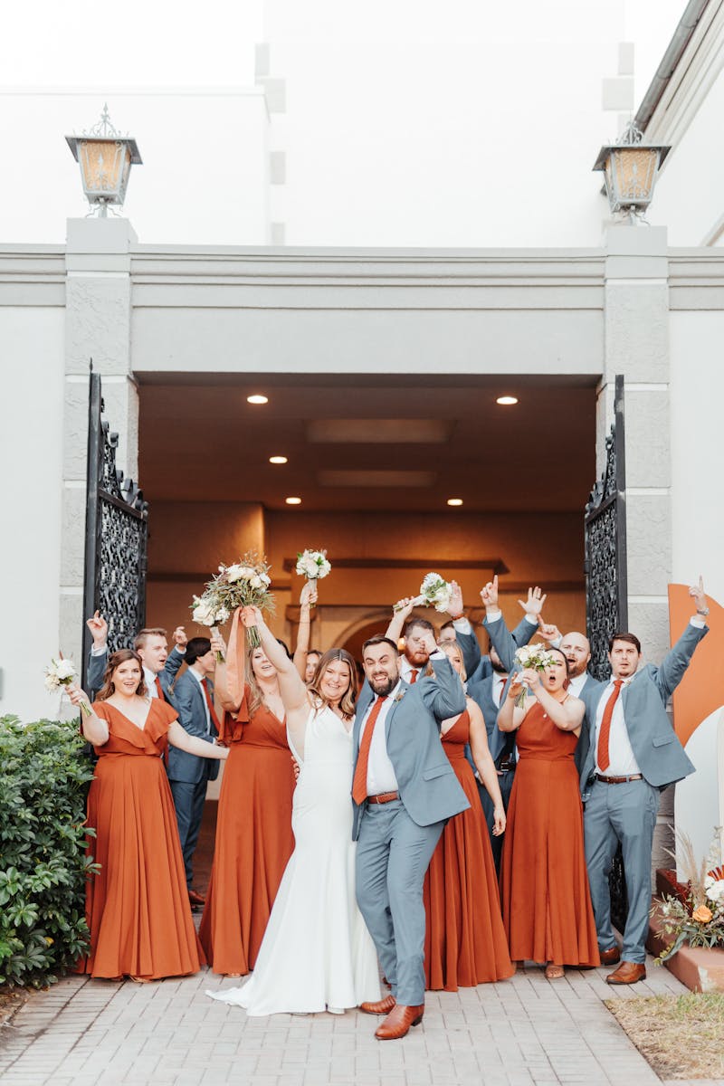 blue and orange wedding color palette