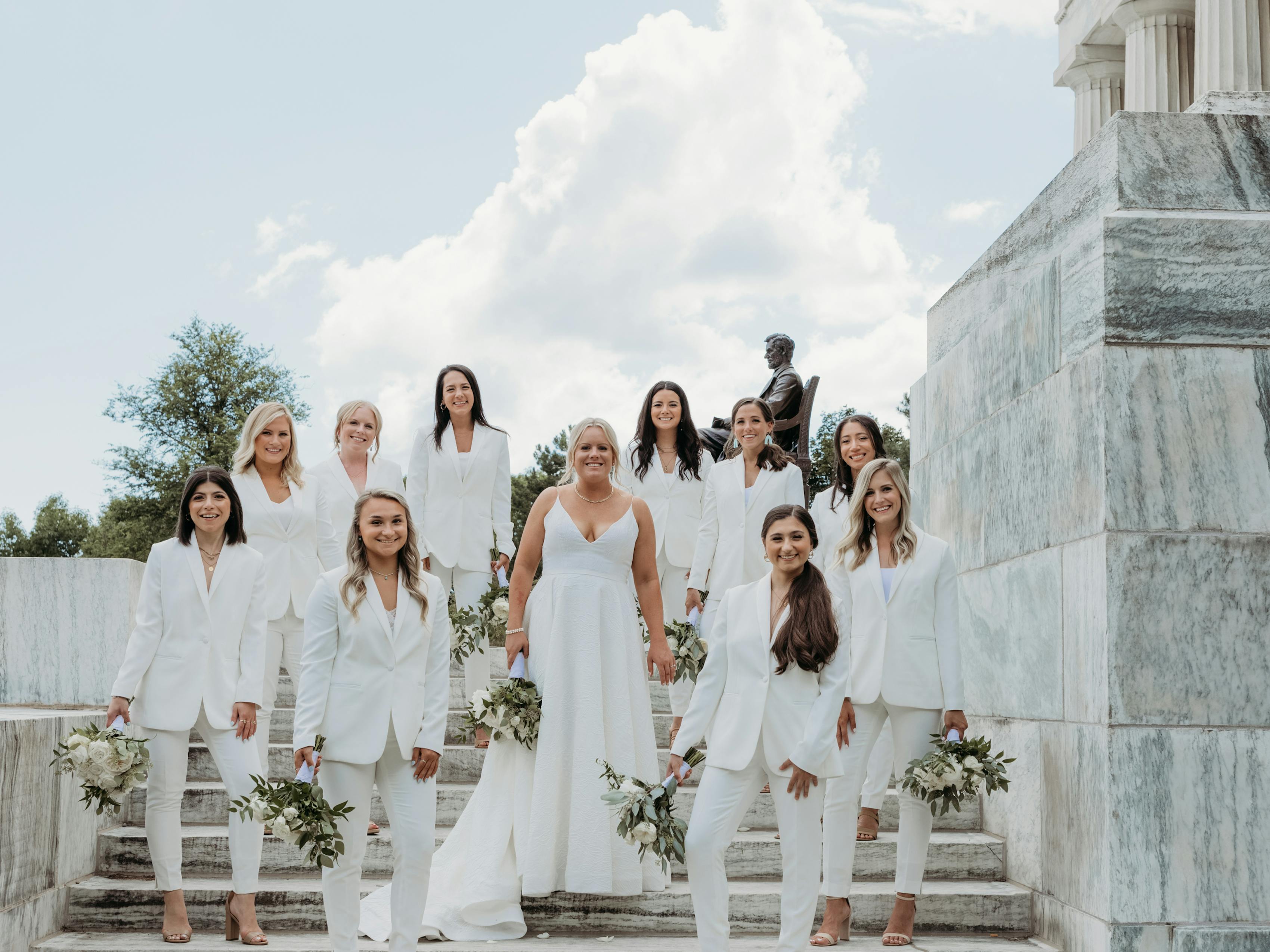 All white wedding party