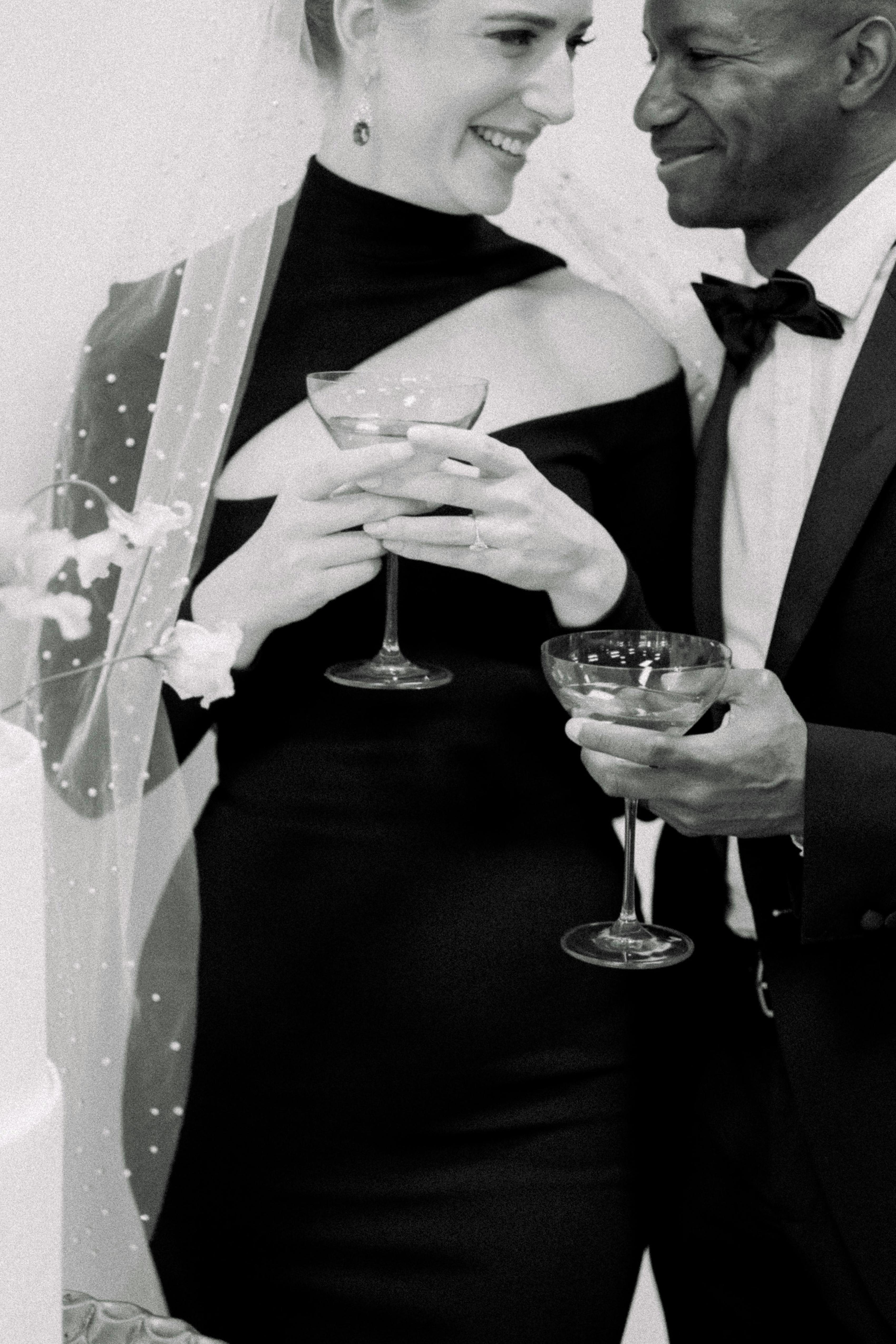 Chic trendy women's wedding guest dress for winter in black with cutouts