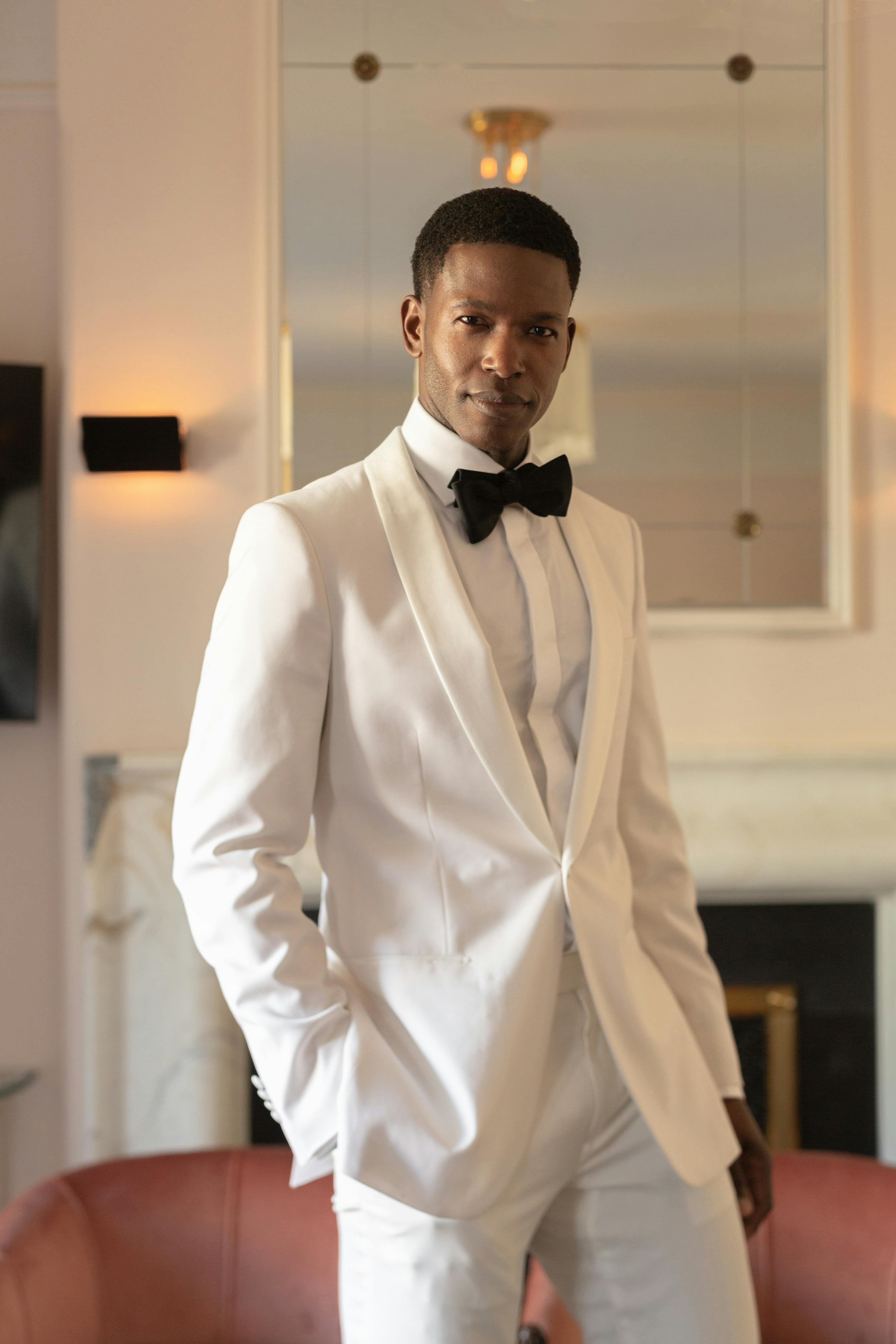 Men's tuxedo for white new year's eve party