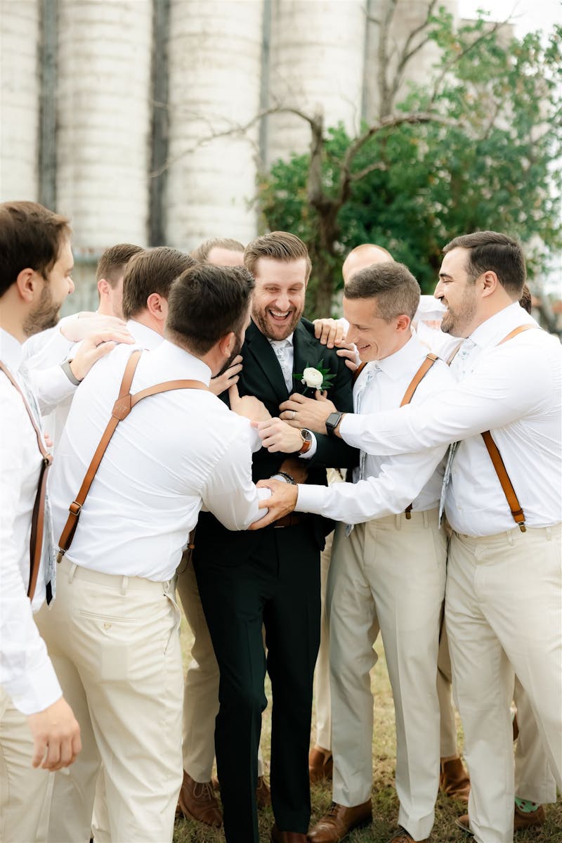 khaki pants and suspenders for groomsmen 