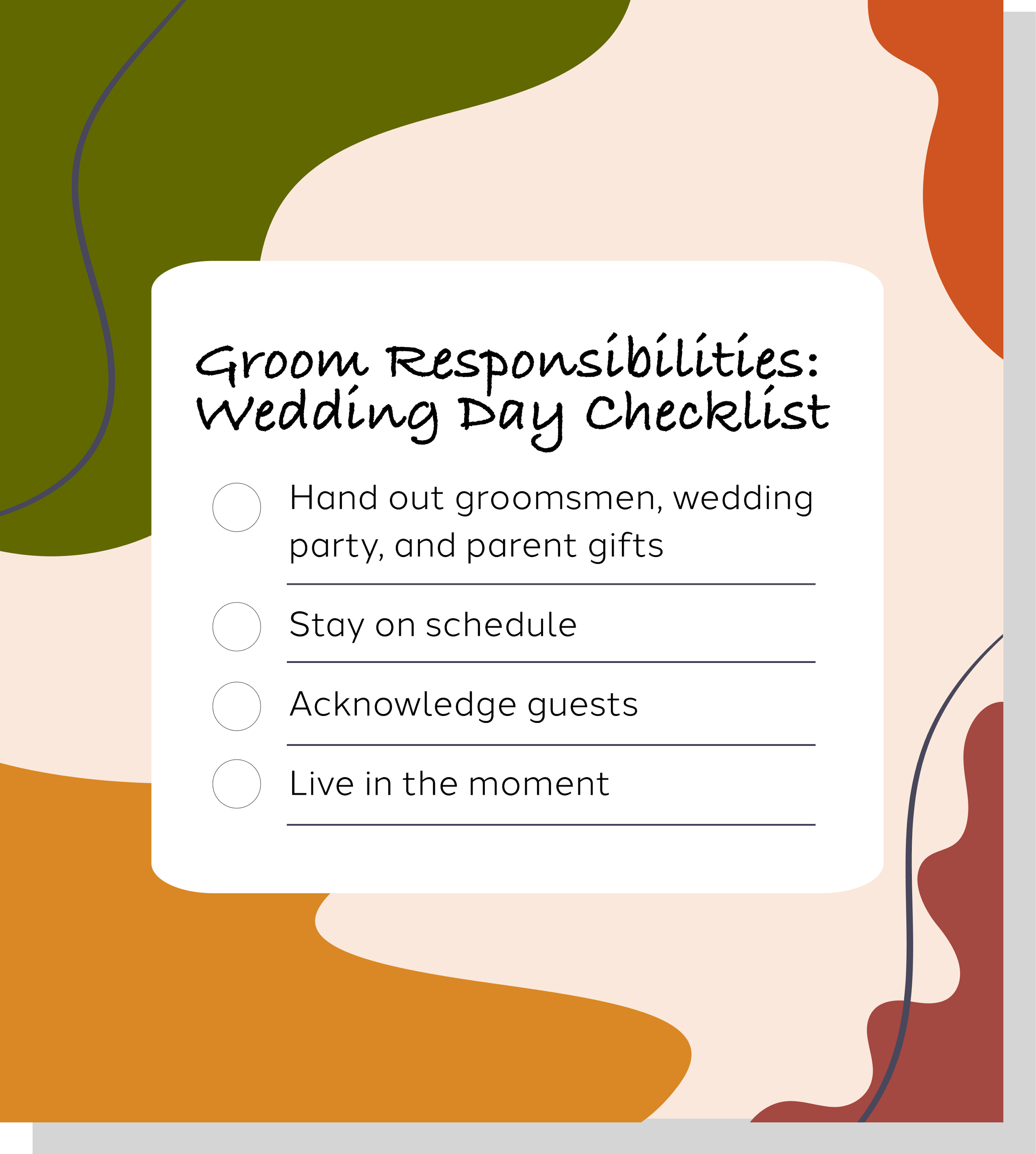 Wedding day groom responsibilities checklist