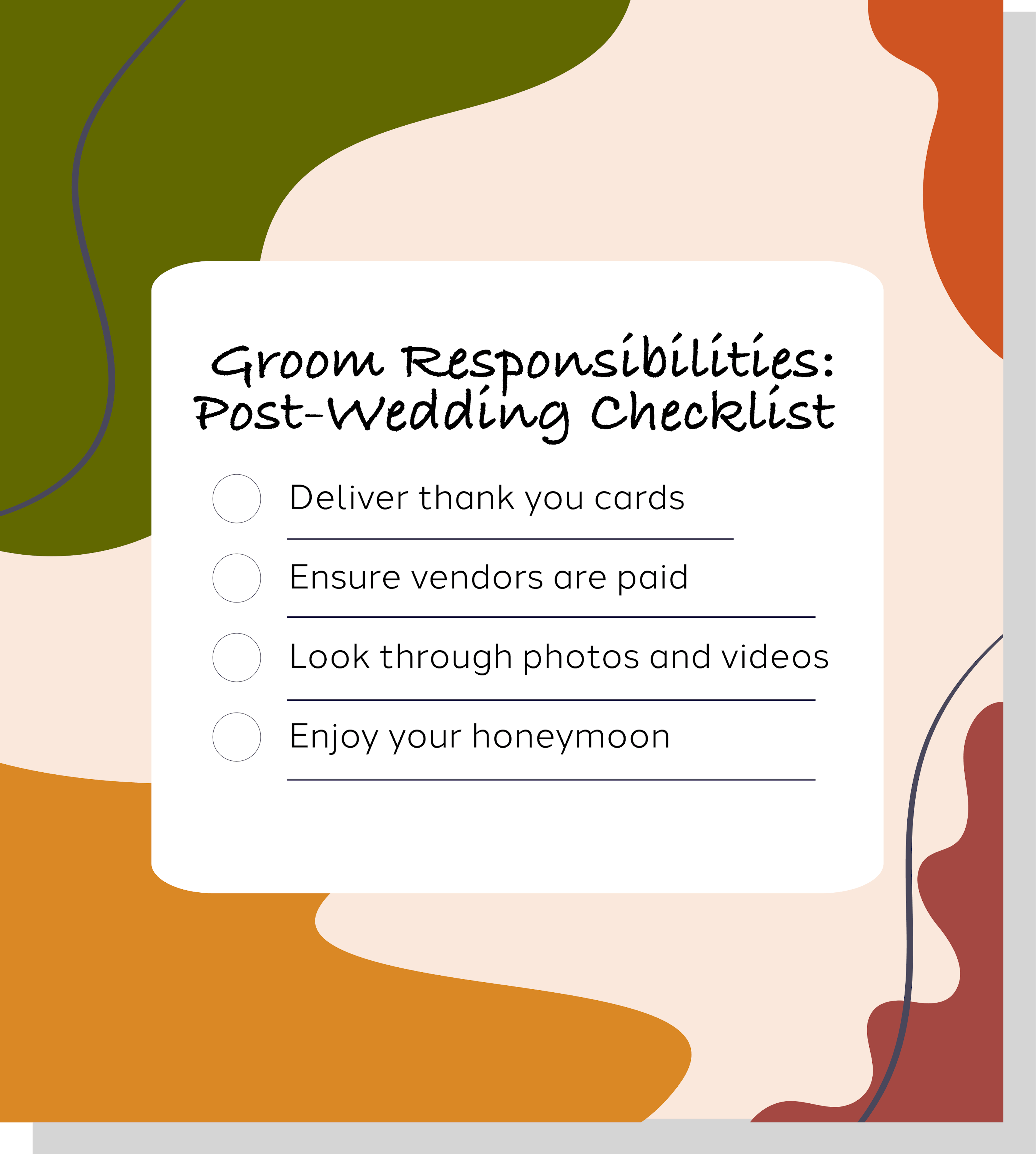 Post-wedding groom responsibilities checklist