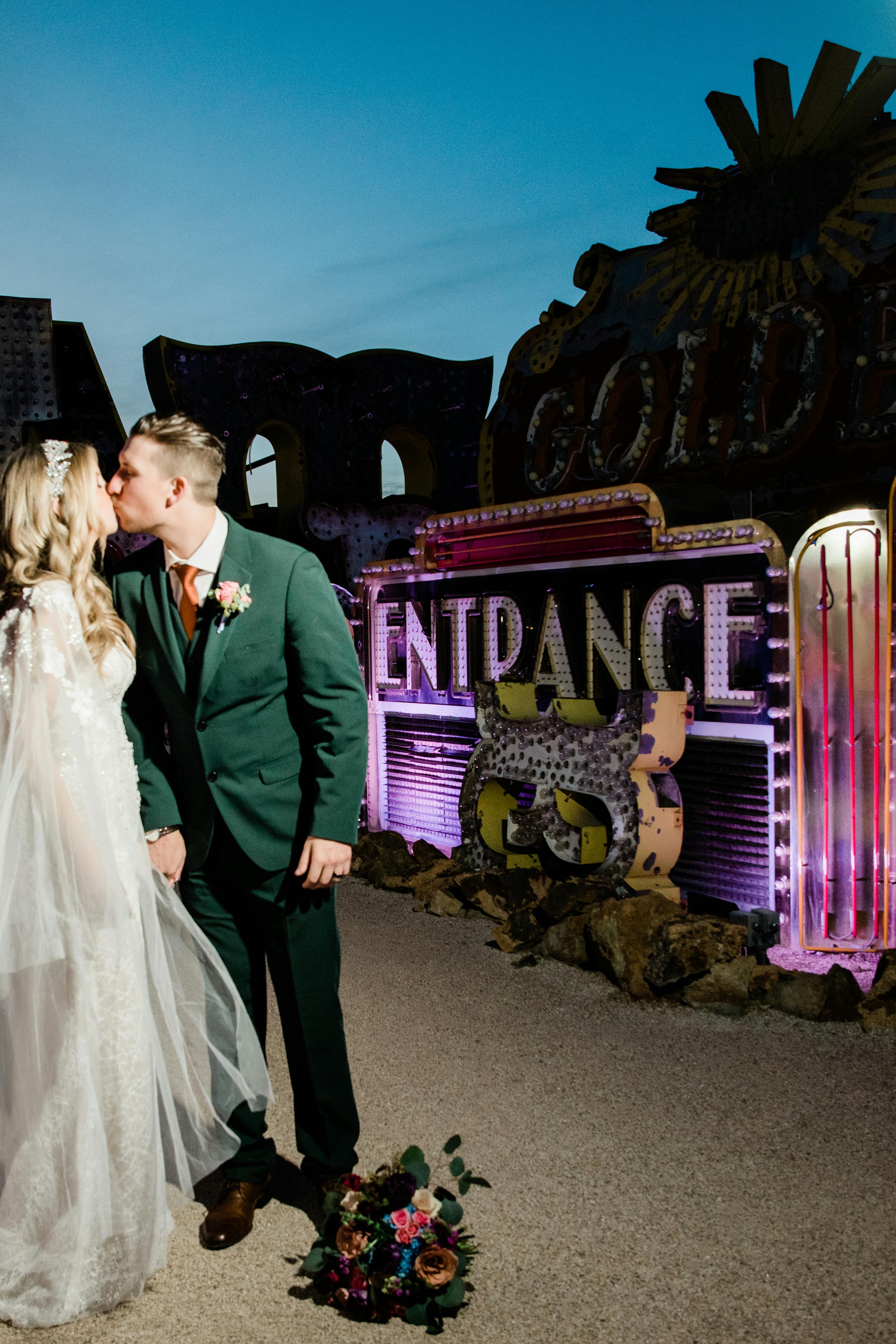 Green and purple wedding theme in Vegas