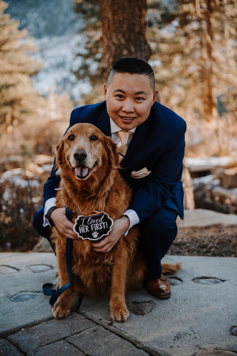 bridal photos with pet dogs