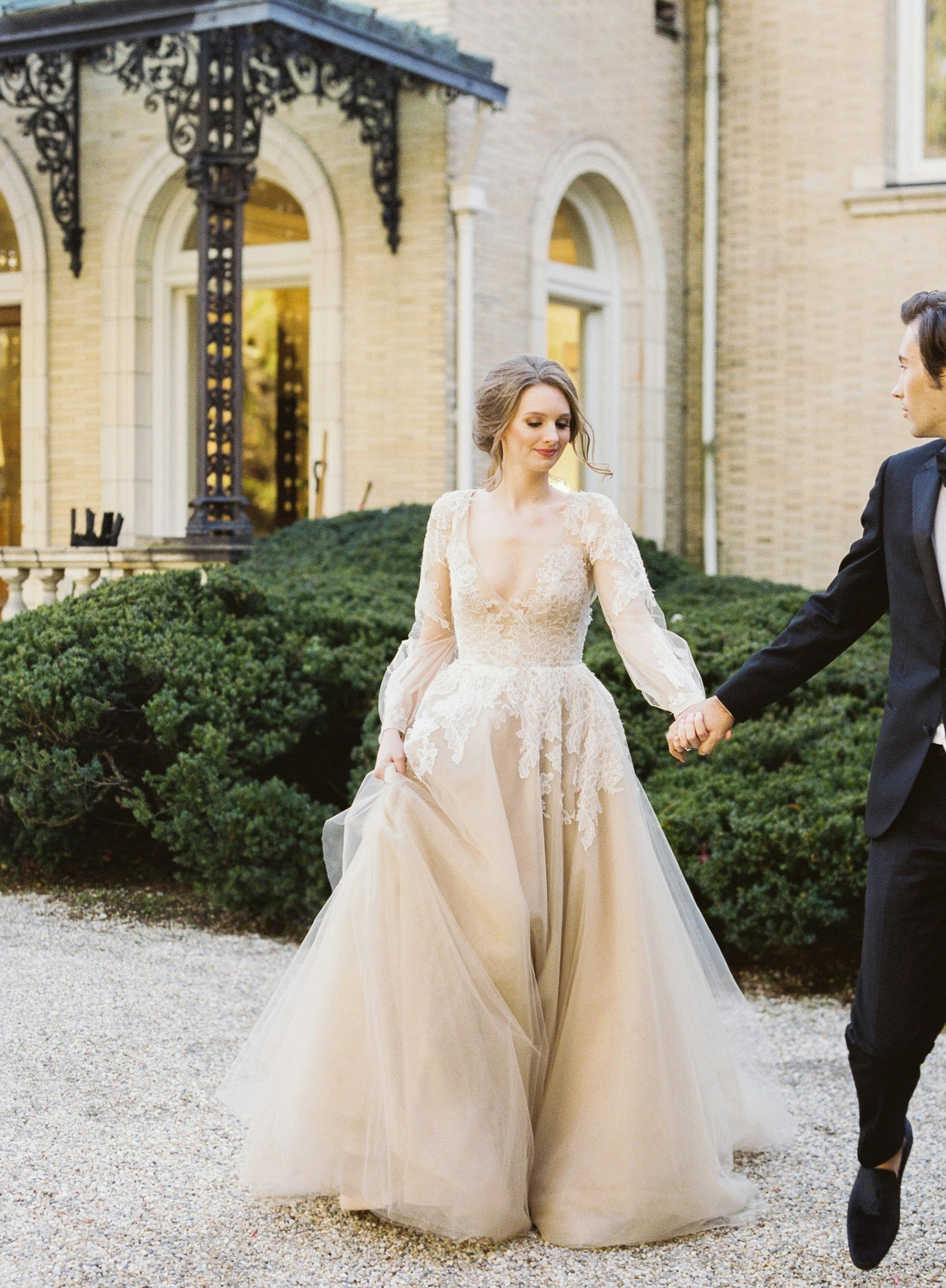 Women's lace ballgown for white tie event