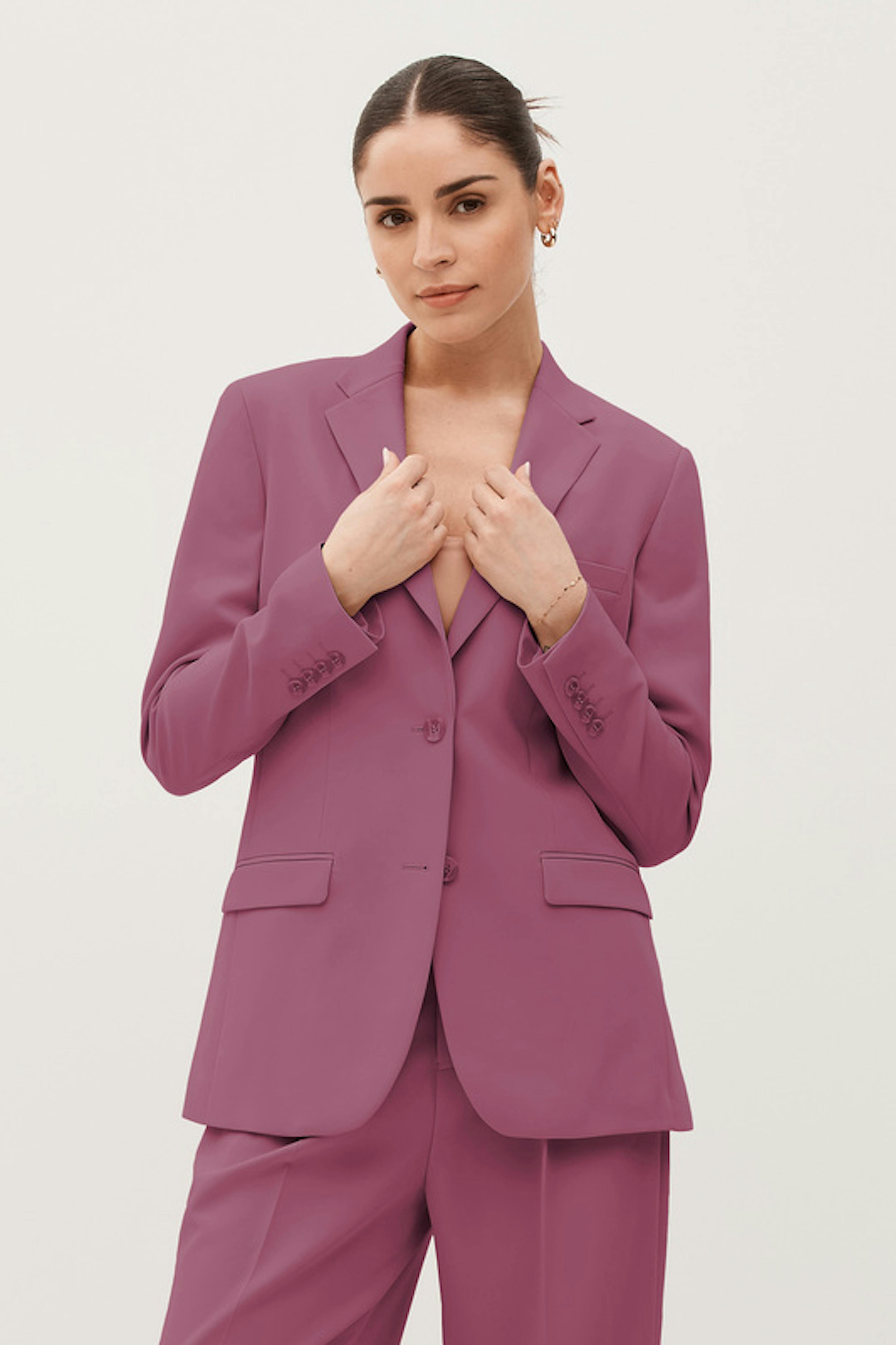 Women's mauve pant suit for wedding guest outfit