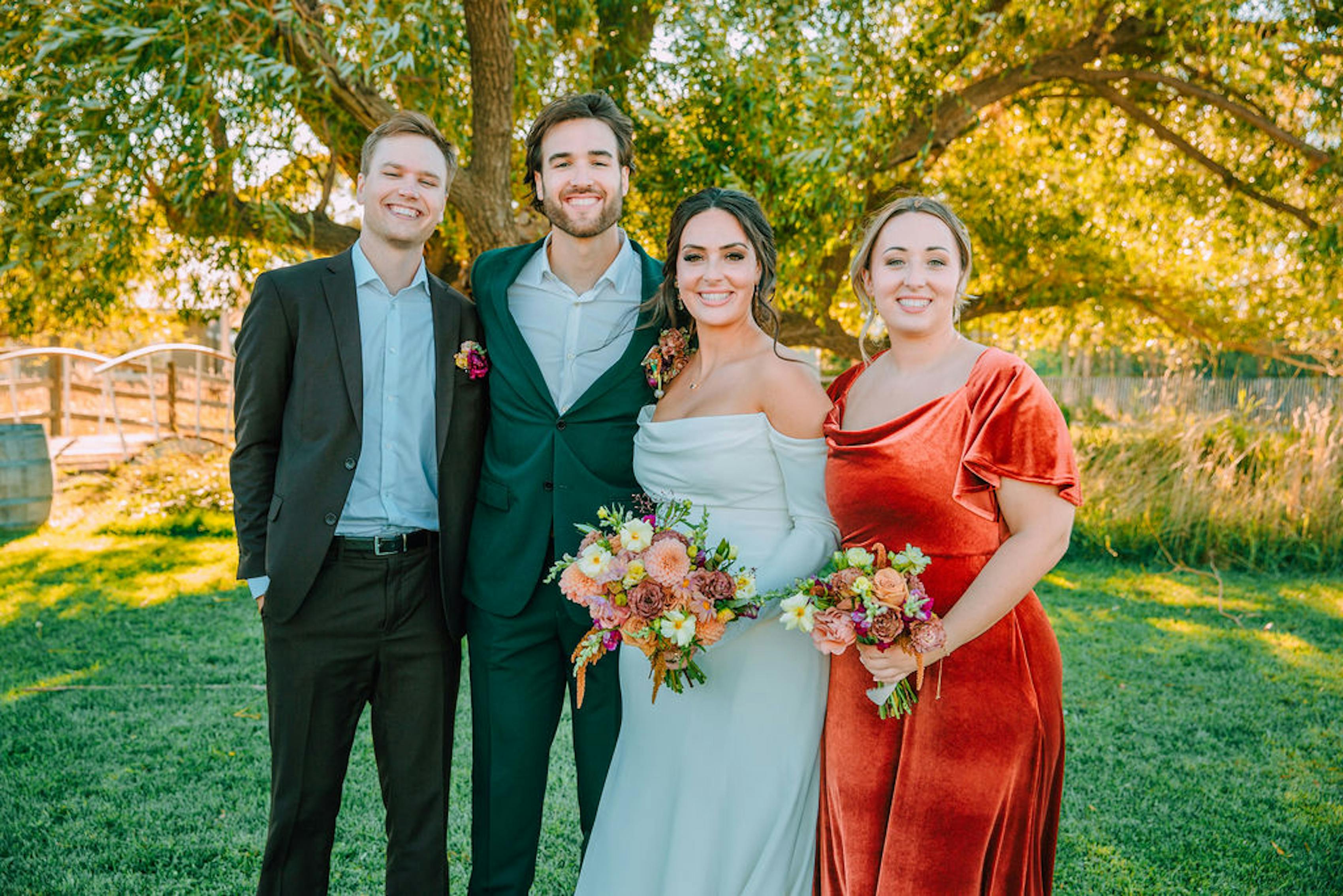 green and orange wedding party color palette