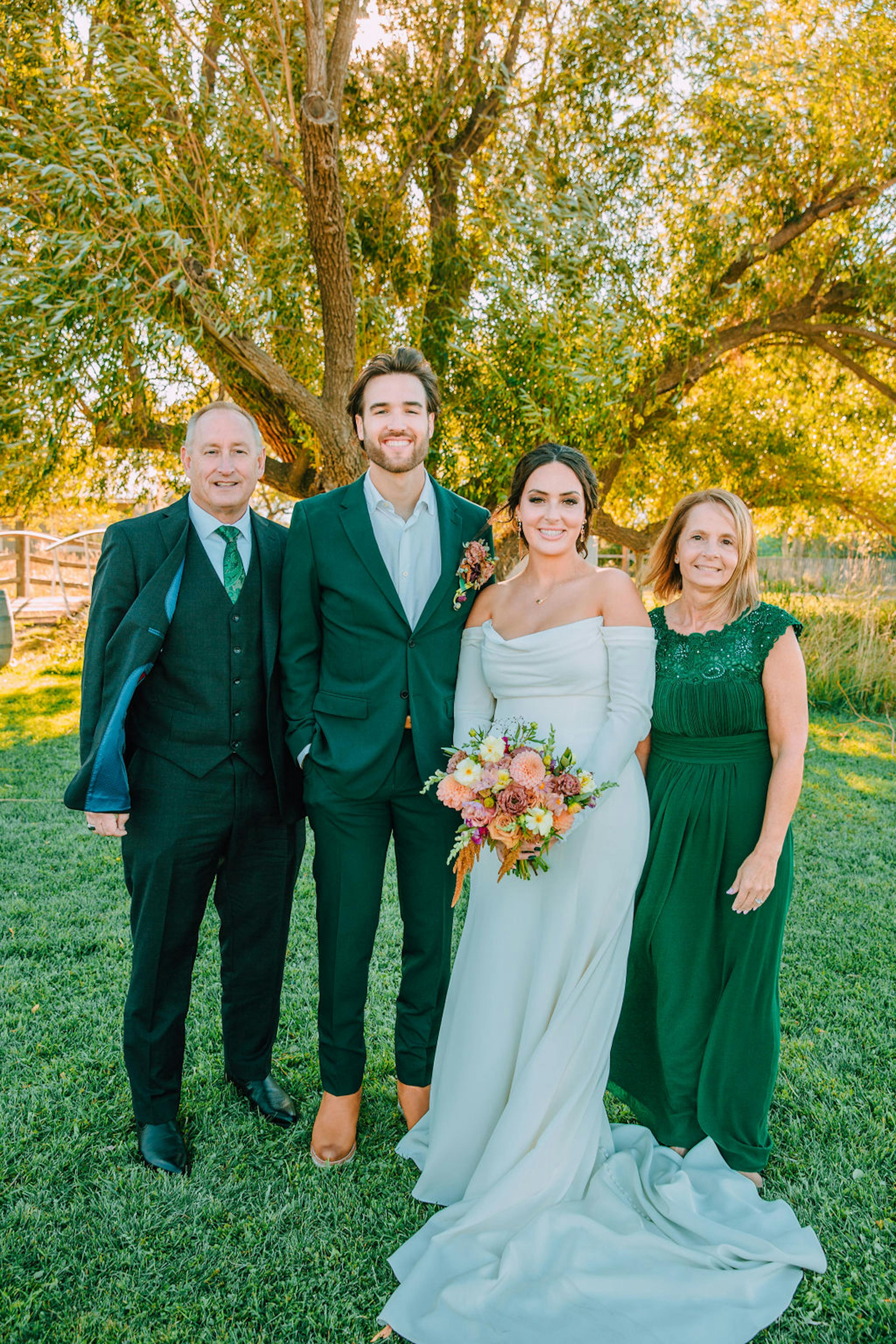 dark green wedding party attire