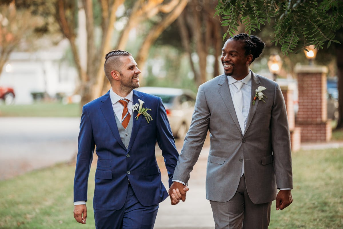 LGBTQ Wedding Grooms in 3 Piece Suits