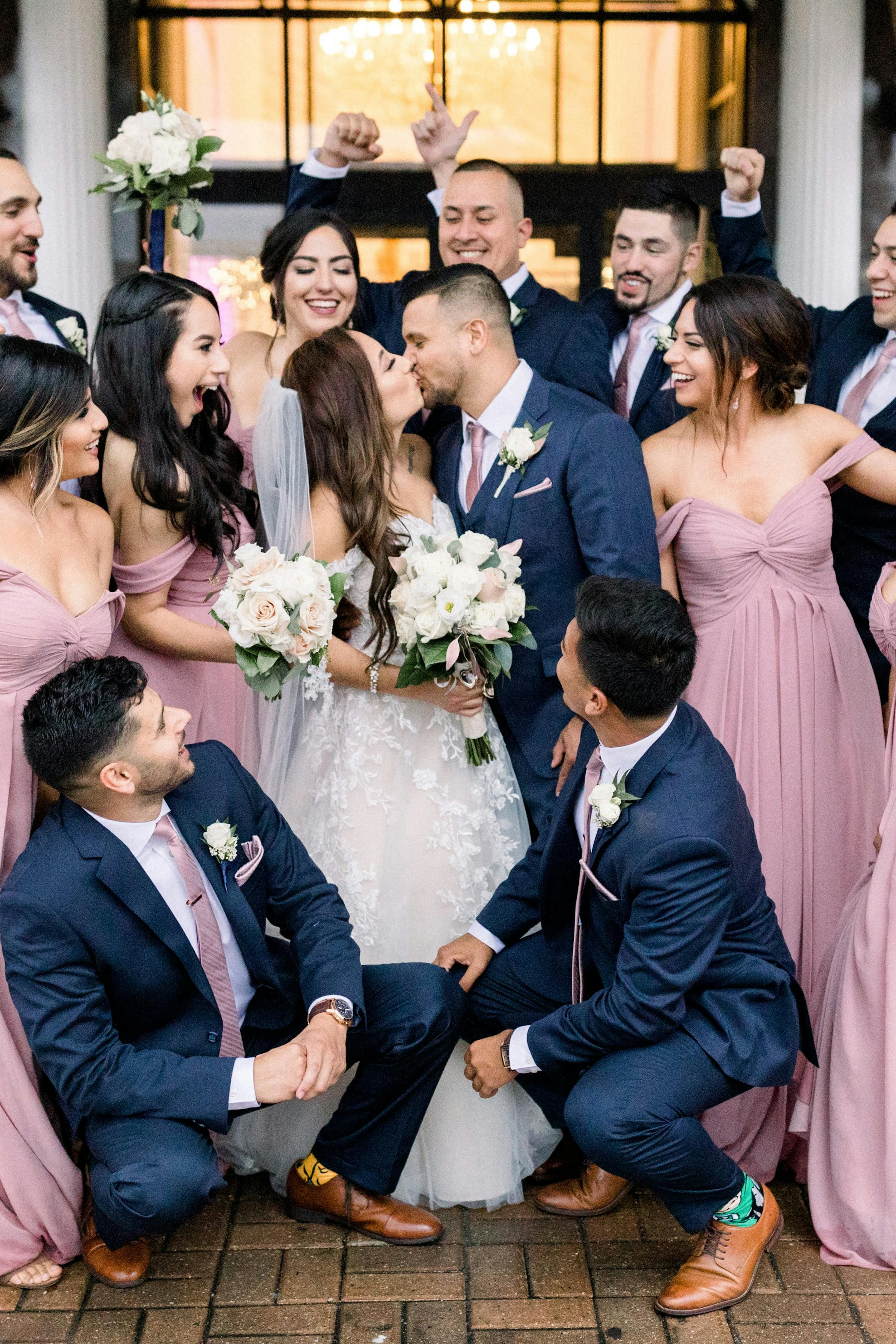 dusty rose and navy wedding