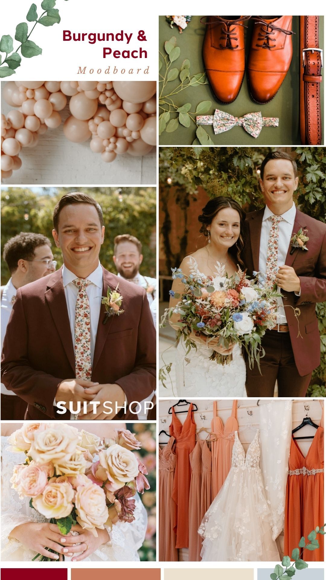 Burgundy and hotsell peach wedding outfit