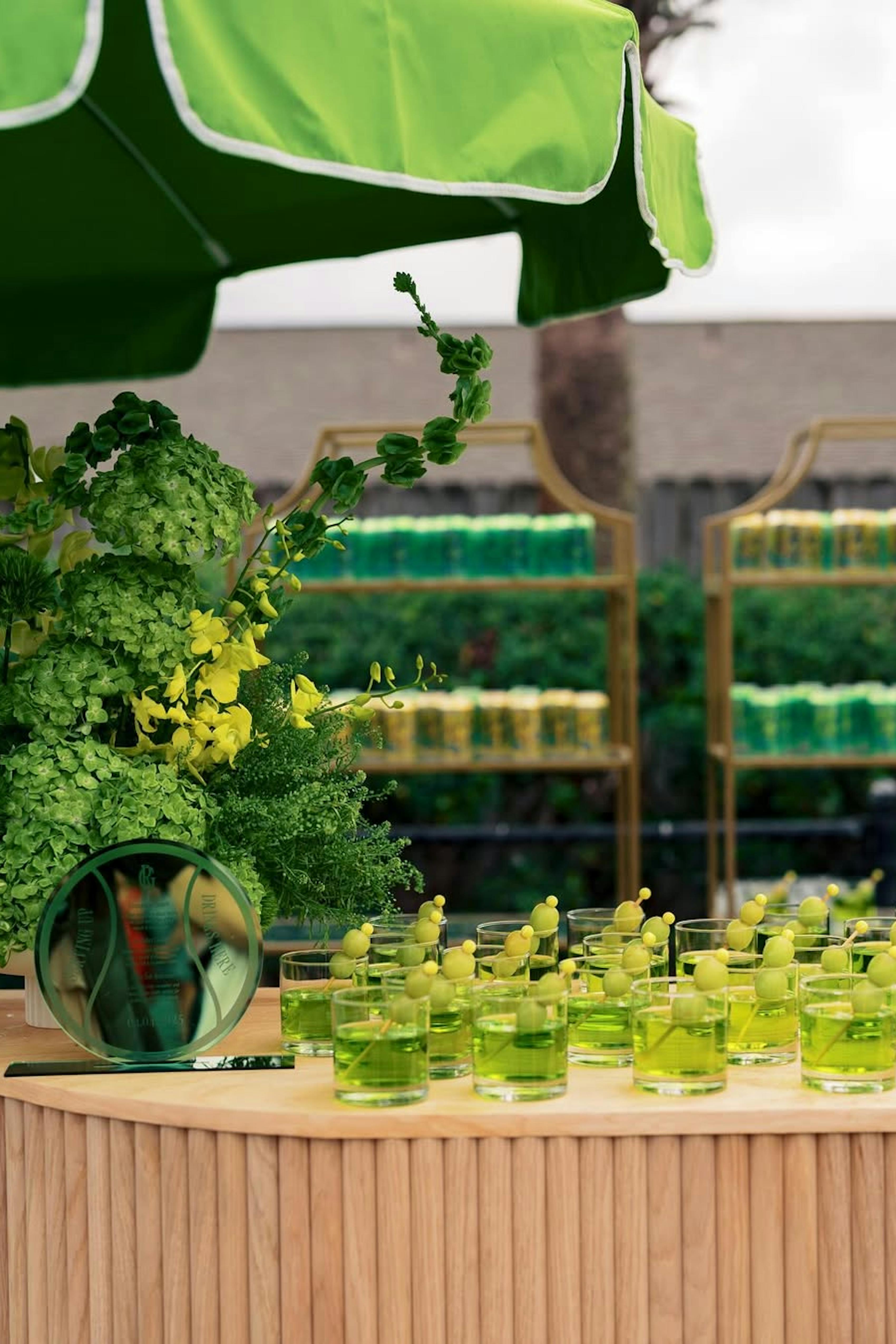 Honeydew tennis themed wedding cocktail