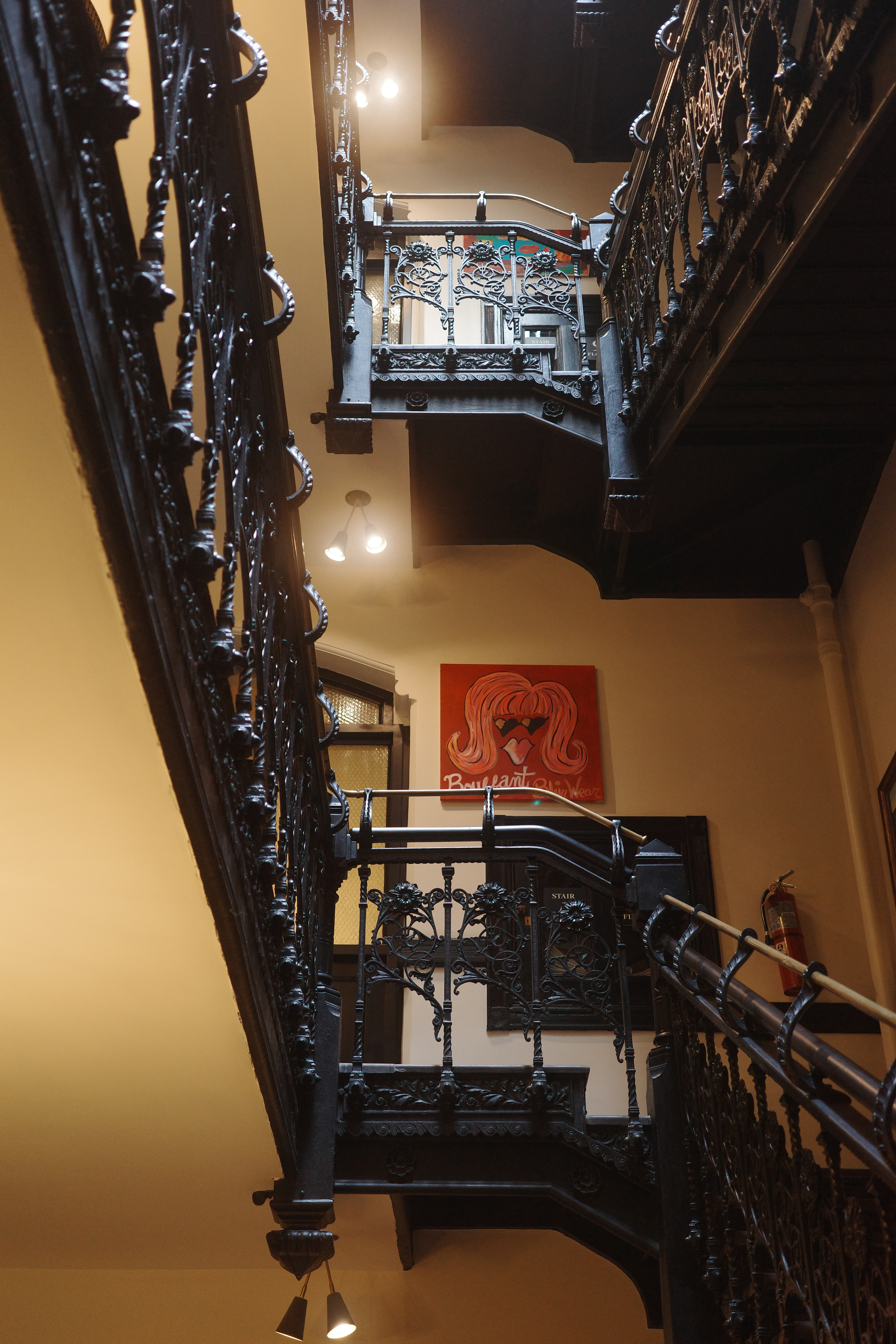 Fancy old school iron staircase for vintage wedding venue