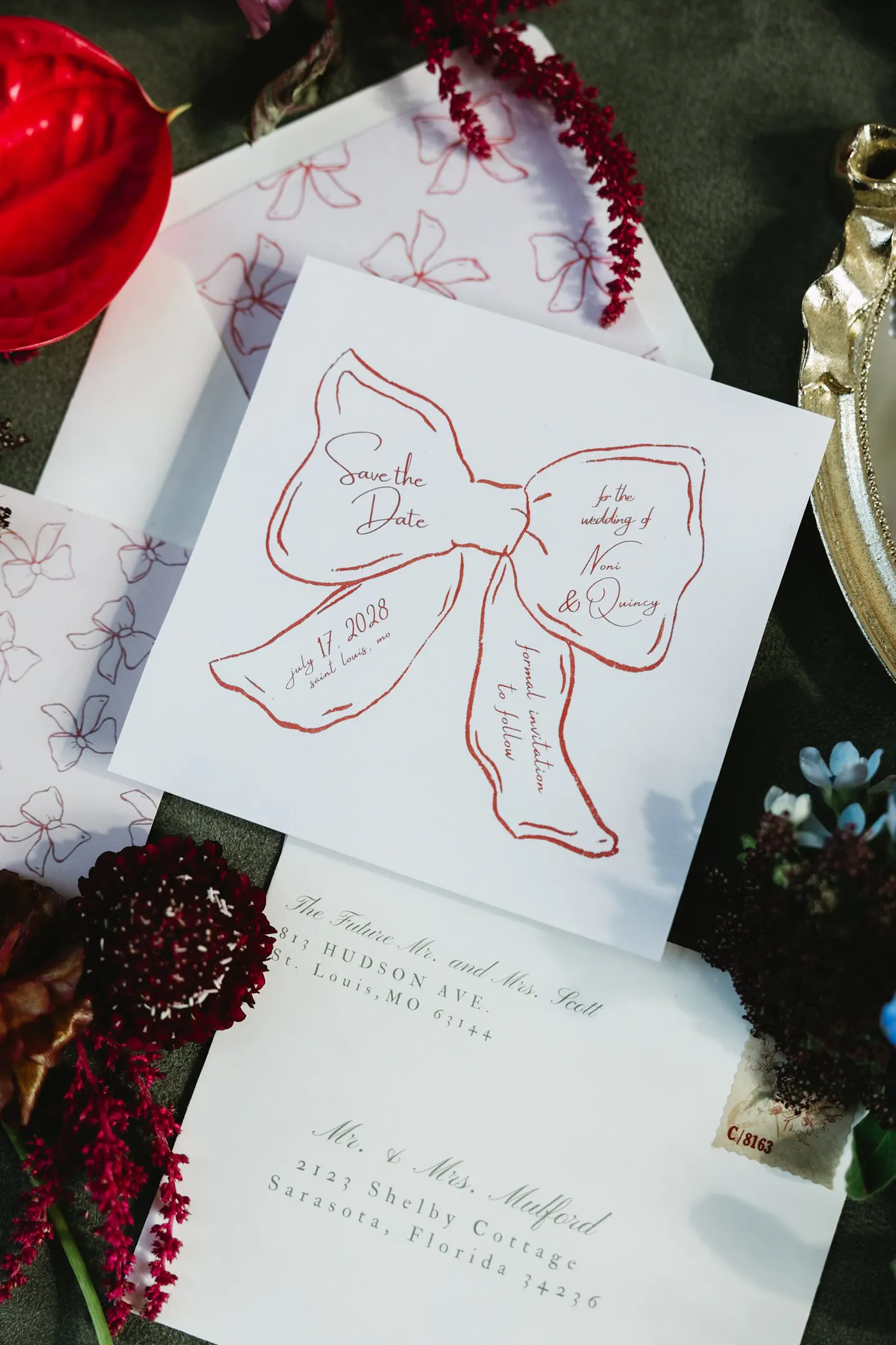 Black, White, & Red Formal Wedding Editorial at the Missouri History Museum