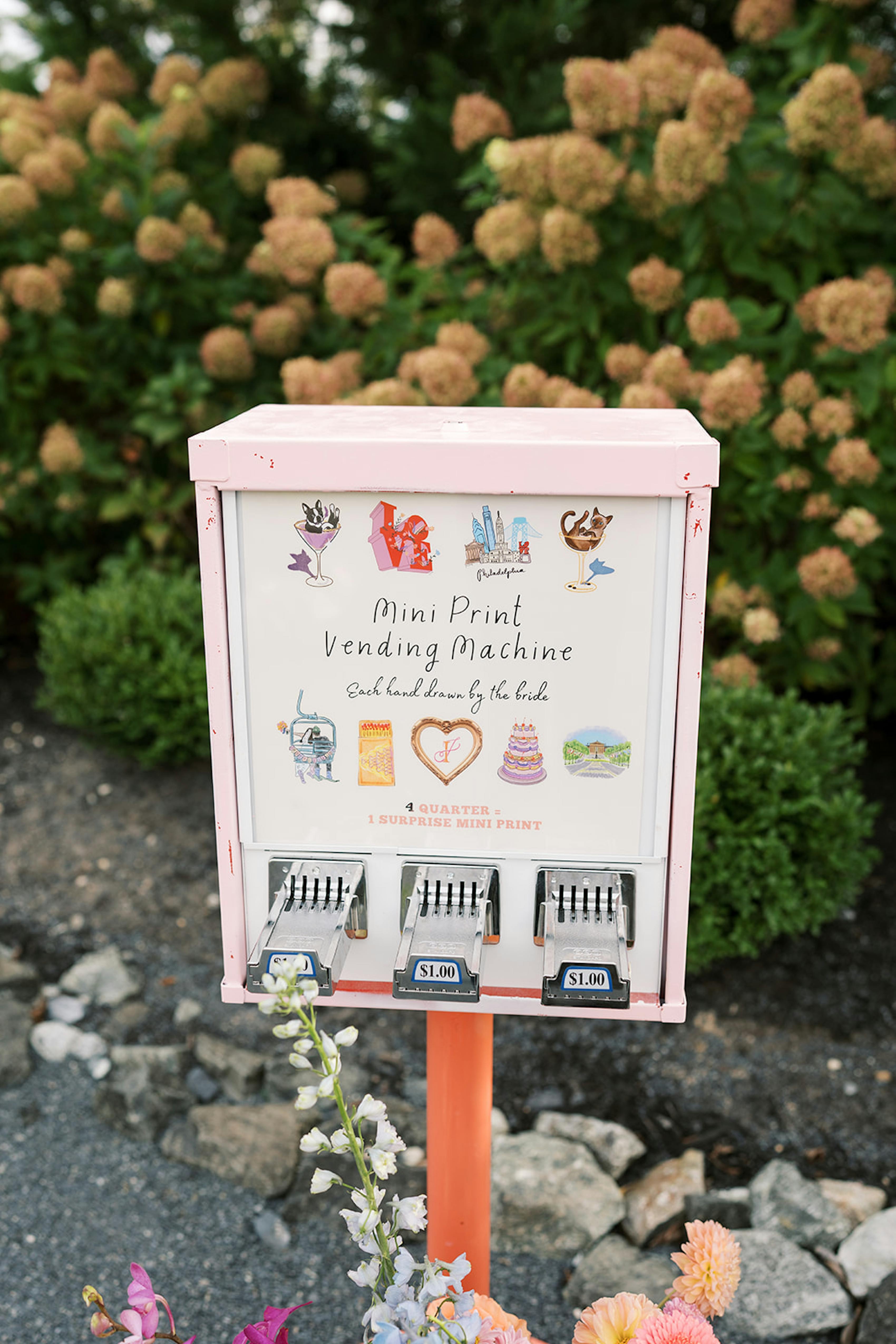 Custom Inciardi mini print vending machine at wedding reception